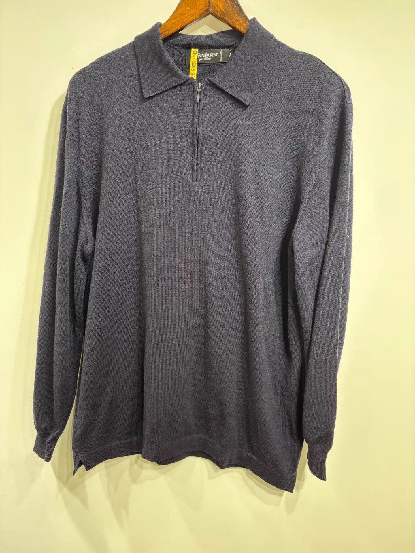 Saint Laurent Paris YSL Saint Laurent Men's Black Wool Sweater K29 Size US L / EU 52-54 / 3 - 1 Thumbnail