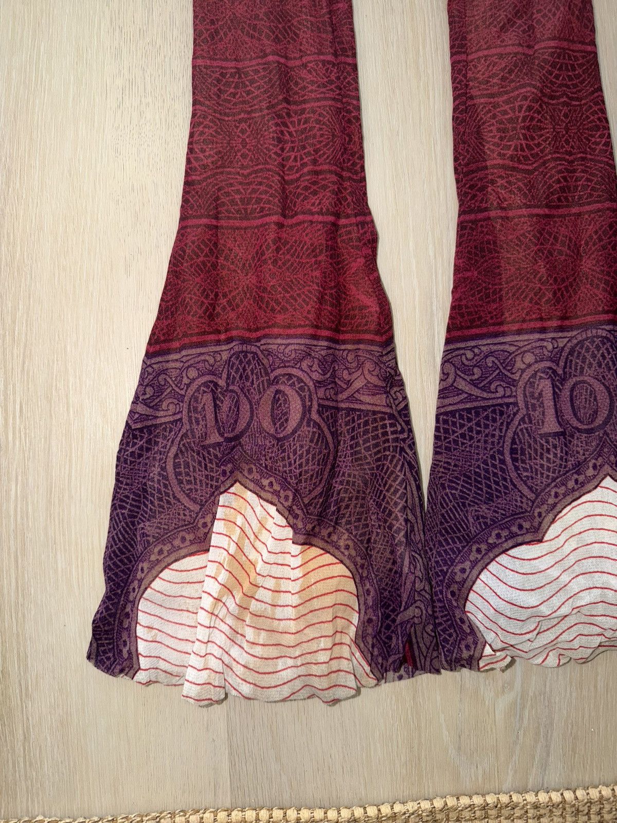 Jean Paul Gaultier Jean Paul Gaultier Purple & Burgundy 'The Cartouche' Pants Size 24" / US 00 / IT 34 - 2 Thumbnail