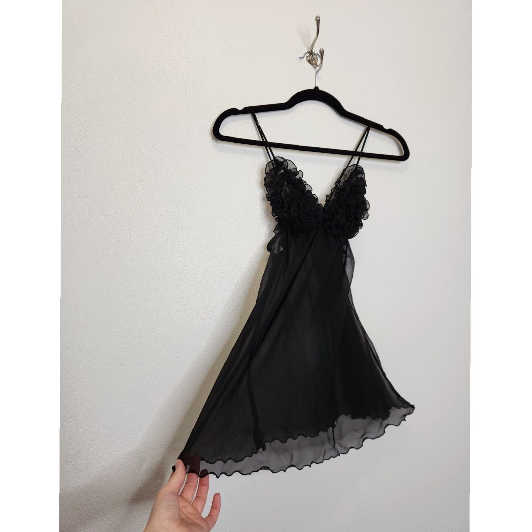 Vintage VINTAGE y2k Black Sheer Dress Goth Small Lingerie Slip Dress Short Women S Black Slip Dress 90s Vintage Size S / US 4 / IT 40 - 2 Thumbnail