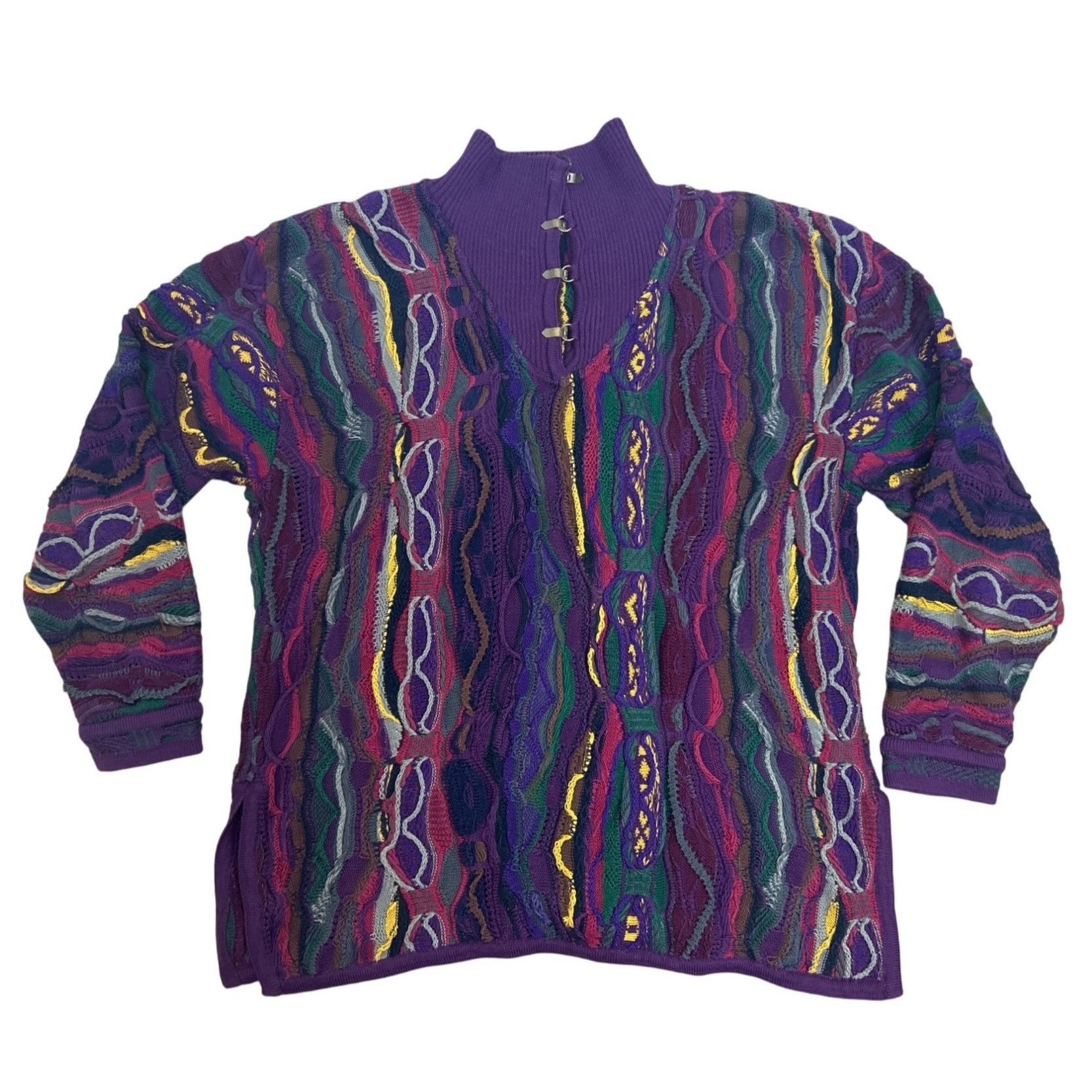 Coogi Rare Coogi Purple Multi Sweater 90's Metal Clasp Nec Size US M / EU 48-50 / 2 - 2 Thumbnail