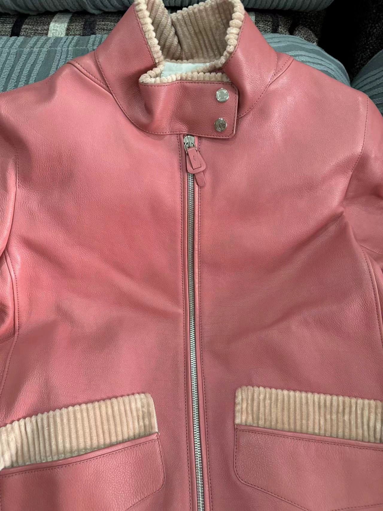 Hermes Hermès Watermelon Red Cowhide Leather Jacket New Unworn Size XS / US 0-2 / IT 36-38 - 3 Thumbnail