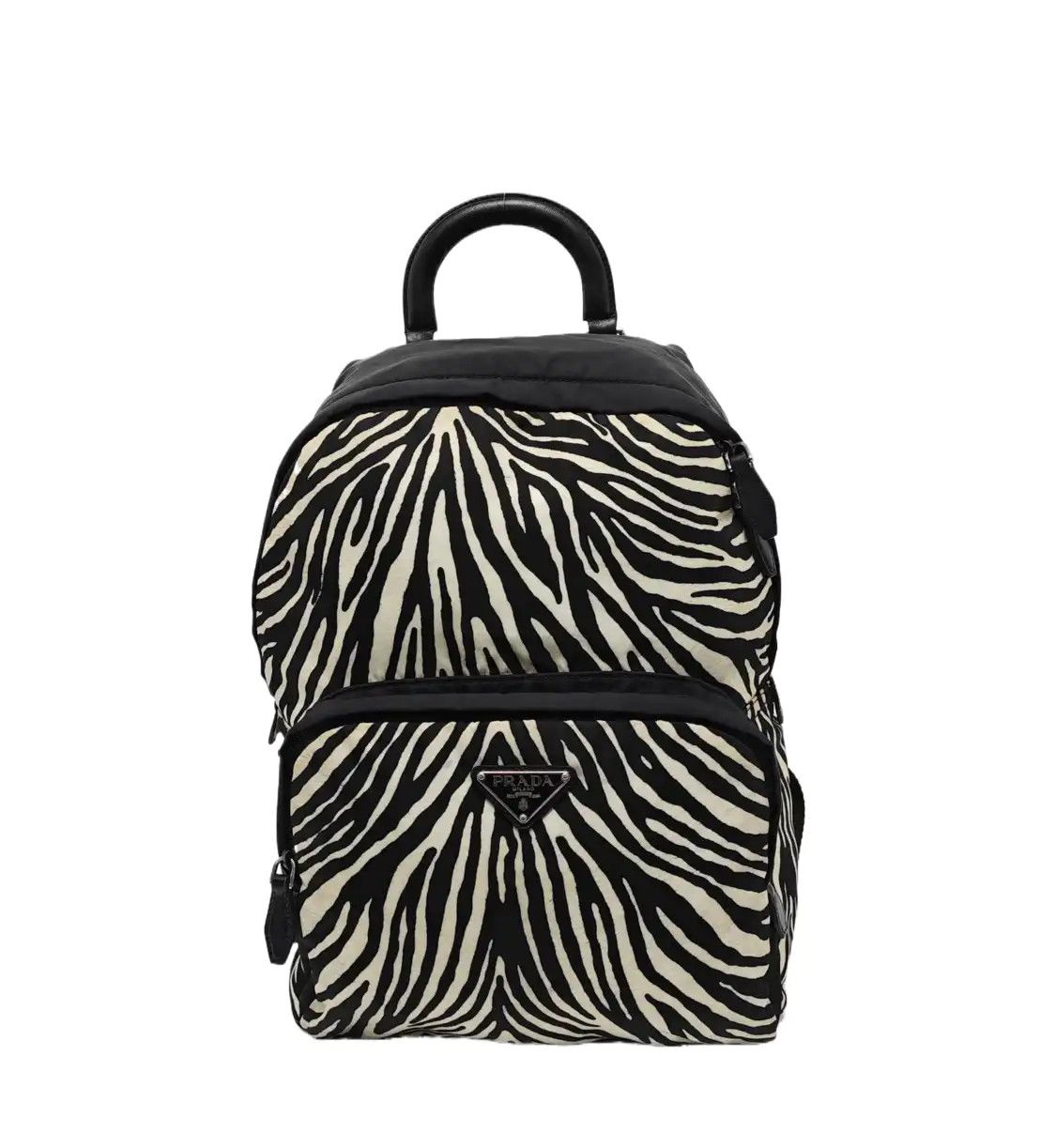 Prada PRADA black nylon logo print backpack silver hardware Size ONE SIZE - 1 Thumbnail