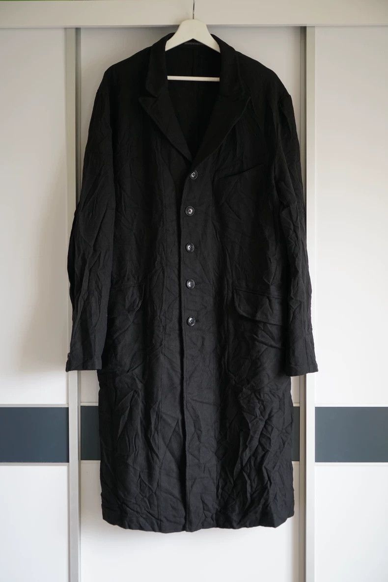 Yohji Yamamoto Yohji Yamamoto Yohji Yamamoto Black Wrinkled Wool Coat Size US L / EU 52-54 / 3 - 1 Thumbnail