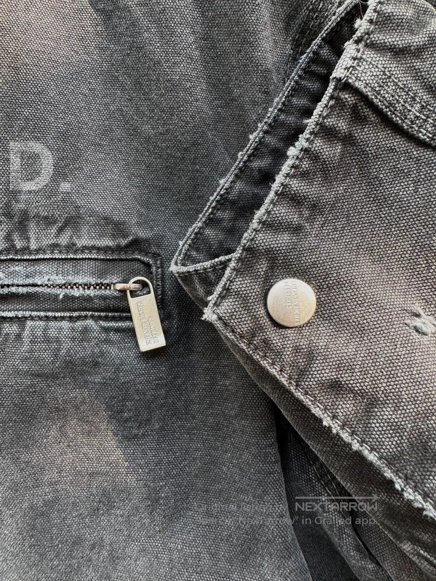 Enfants Riches Deprimes Black Distressed Denim Jacket with Zip Closure. Size US L / EU 52-54 / 3 - 7 Thumbnail