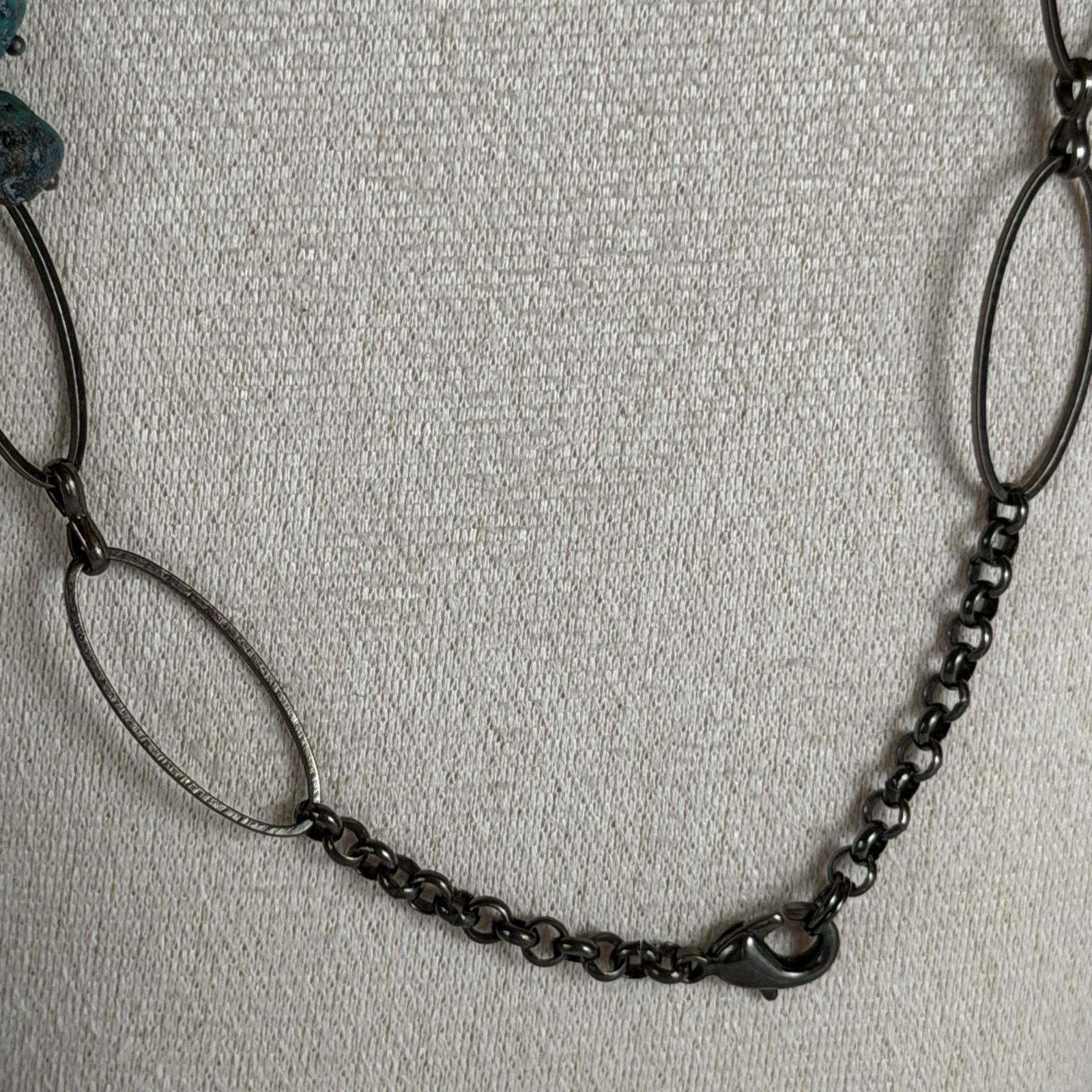 Other VTG 1980 Bronze-Tone & Faux Turquoise 34" Oval Link Necklace Size ONE SIZE - 4 Thumbnail