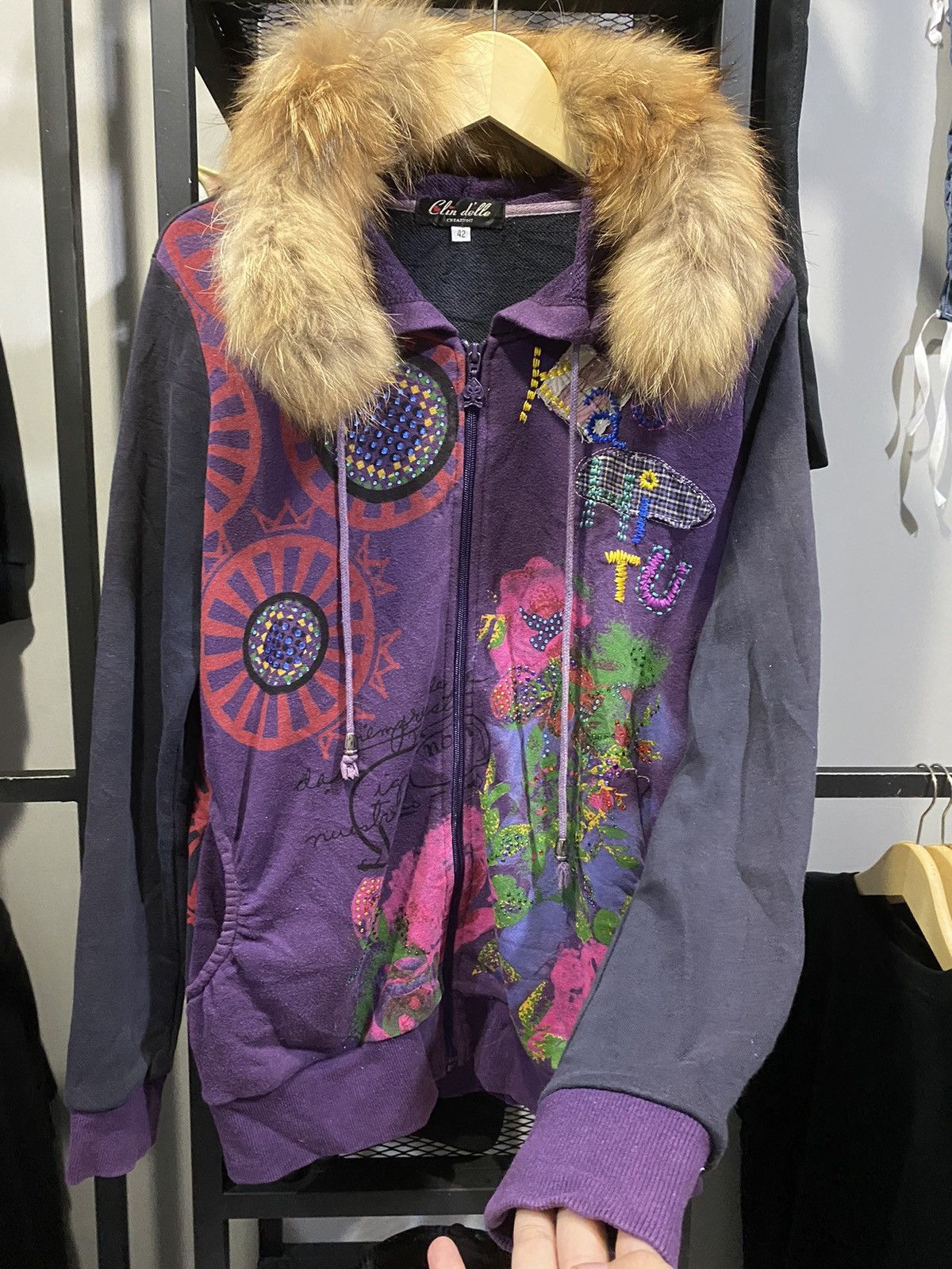 Vintage Clin Delle Postmail Stamp Art Flower FurrHoodie Size US L / EU 52-54 / 3 - 10 Thumbnail