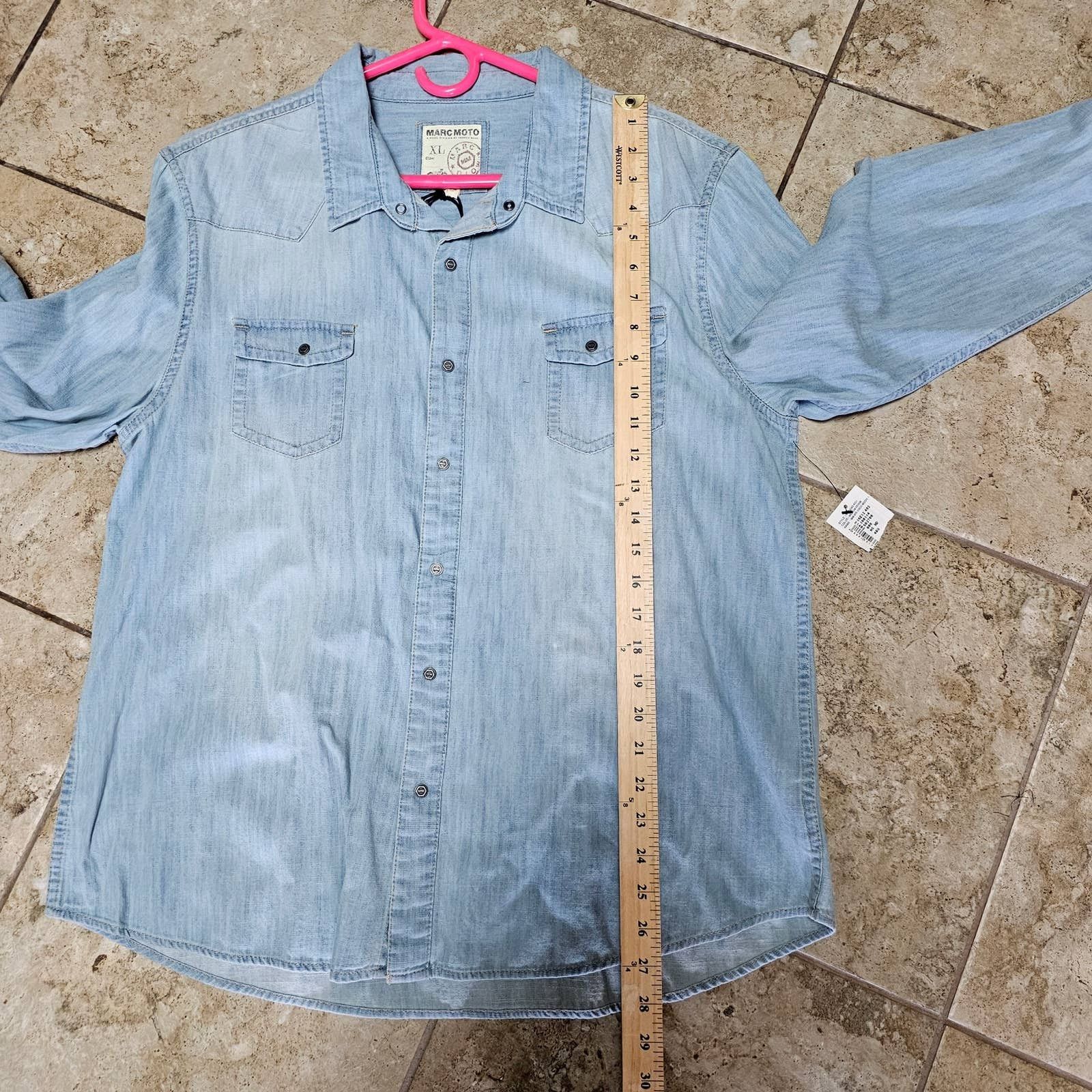 Andrew Marc NWT Men's Marc Moto Snap Front Denim Shirt Size XL Size US XL / EU 56 / 4 - 8 Thumbnail