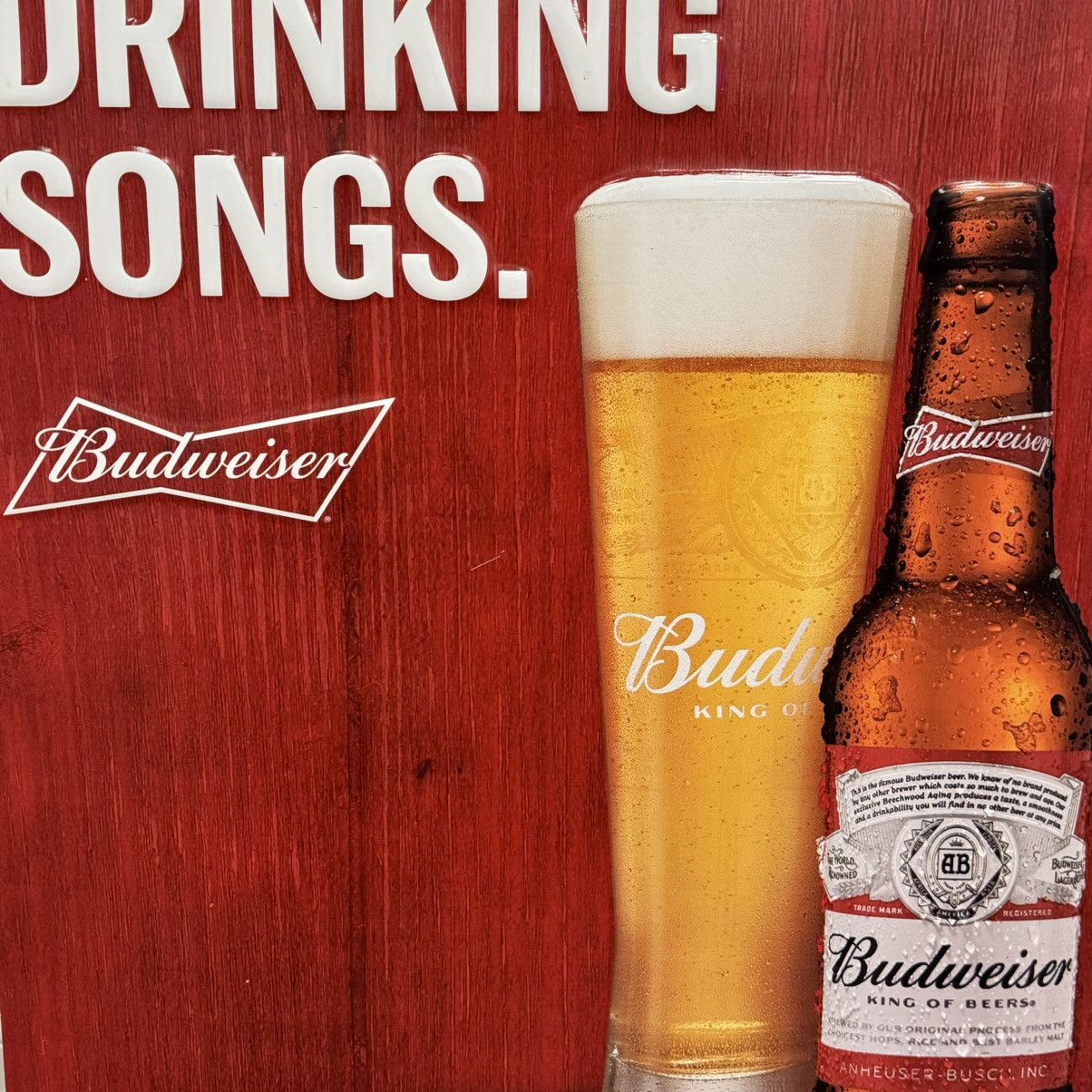 Budweiser × Vintage 2018 Budweiser Beer Drinking Songs 32x22in Tin Metal Sign Size ONE SIZE - 8 Thumbnail