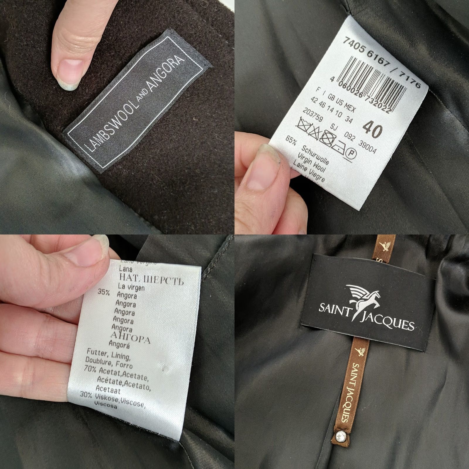 Vintage VINTAGE Saint Jacques Wool Angora Lambswool Brown Jacket Peacoat 40 France 10 US Coat Women Medium Brown 35" Length Size L / US 10 / IT 46 - 8 Thumbnail
