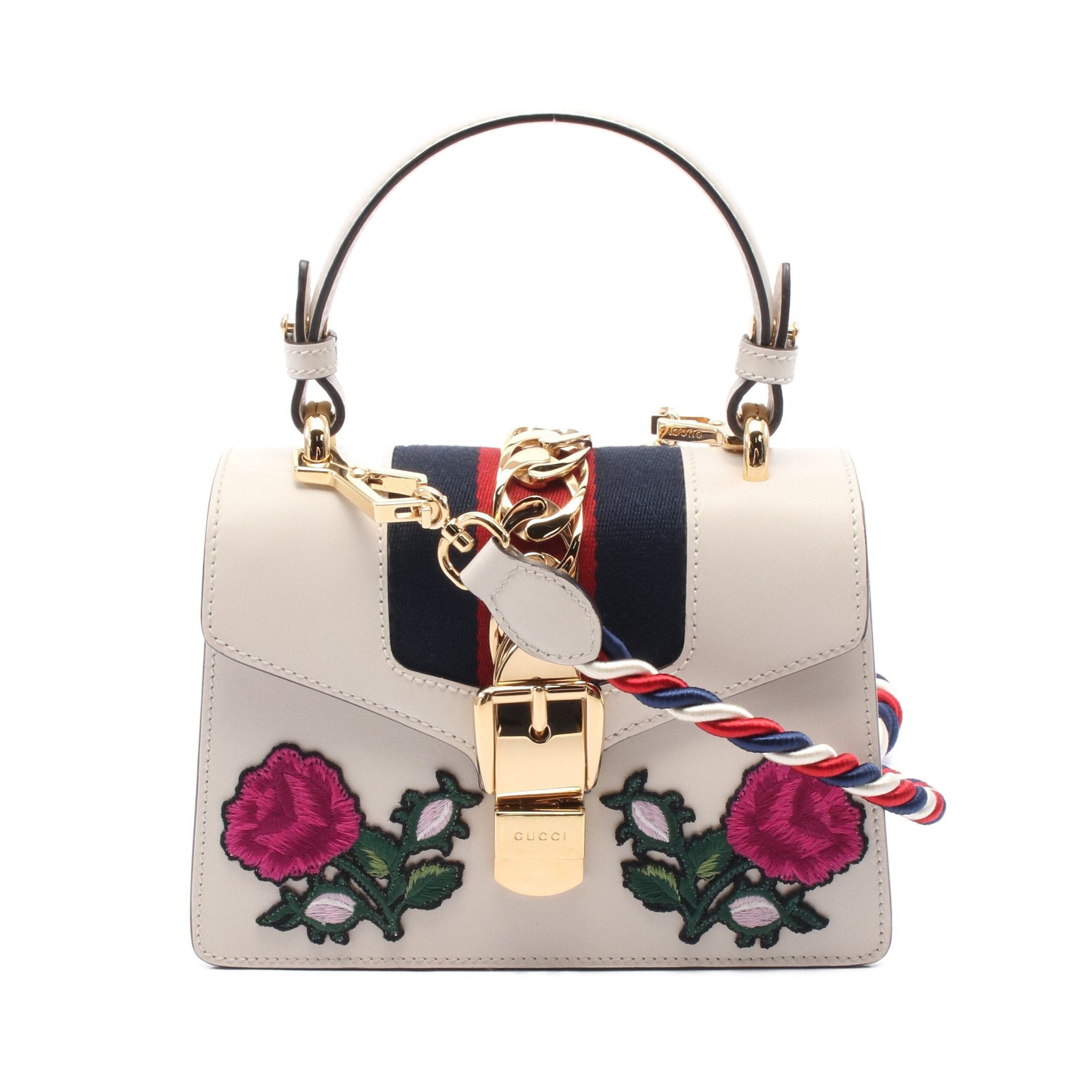 Gucci Sylvie Sherry Line Handbag Leather Ivory