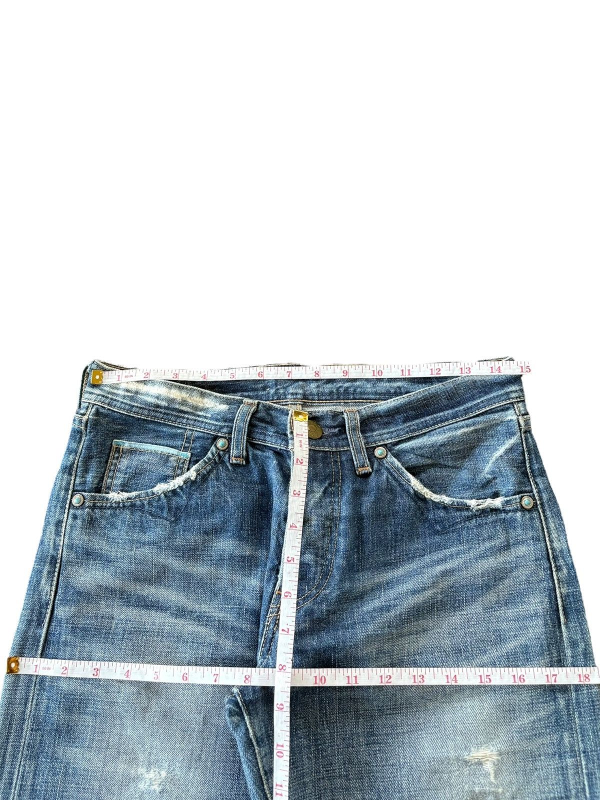Levi's Vintage 90s Levis 707 Selvedge Distress Flare Jeans Size 30" / US 8 / IT 44 - 7 Thumbnail