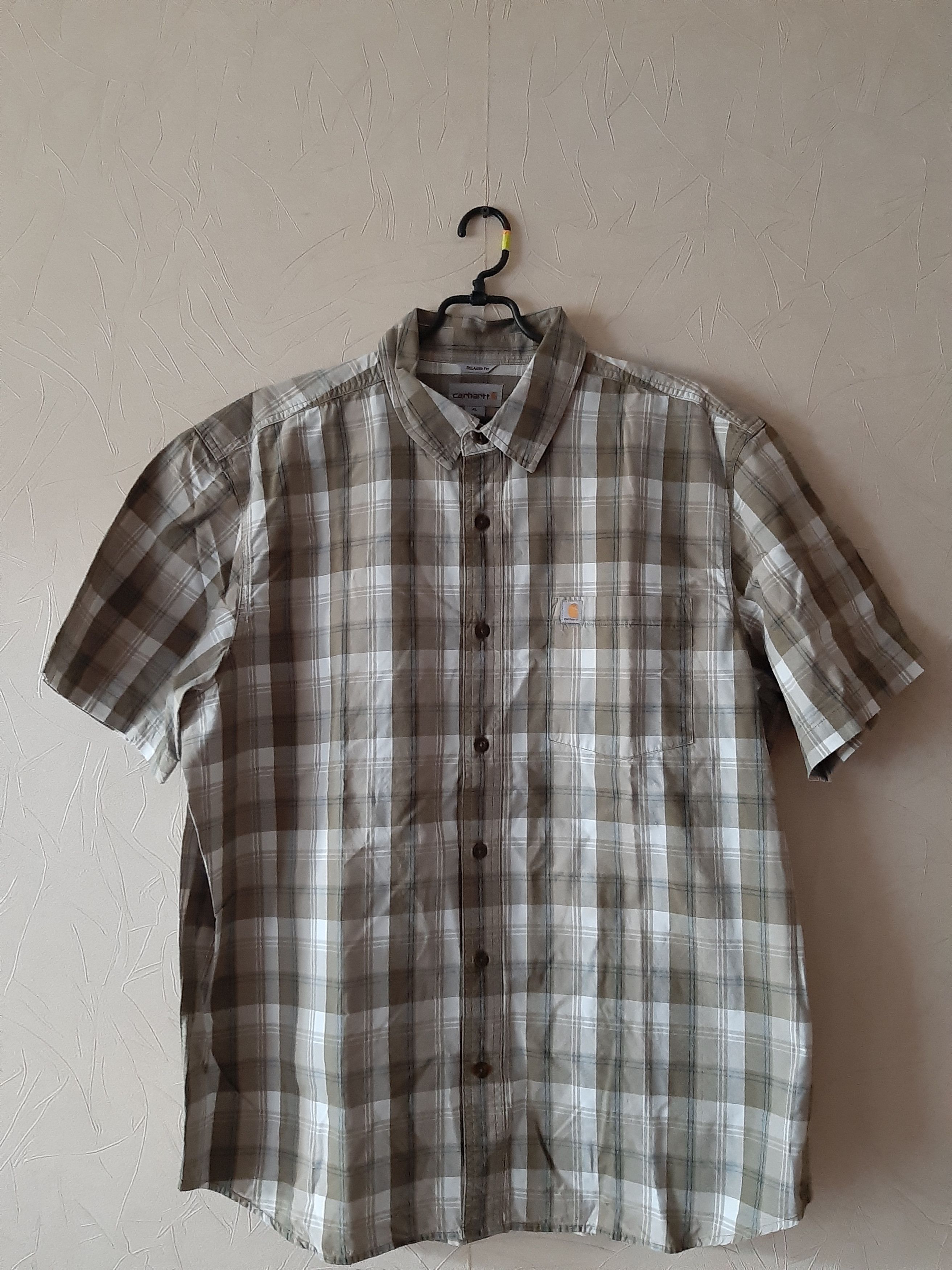 Carhartt Carhartt Shirt Small Button Up Brown Plaid Short Sleeve Work Size US XL / EU 56 / 4 - 1 Thumbnail