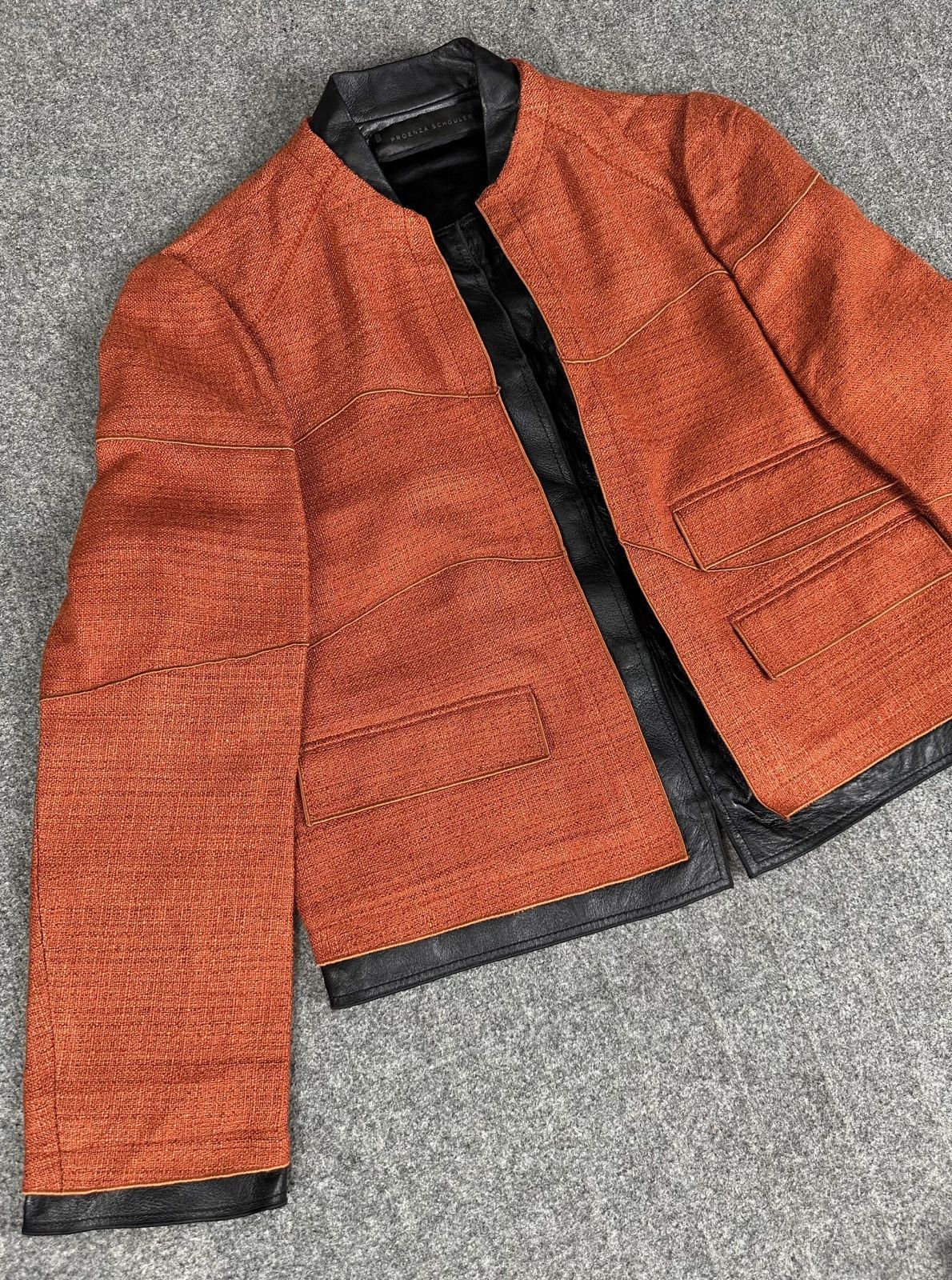 Proenza Schouler Proenza Schouler - Leather Trimmed Tweed Canvas Jacket Size XS / US 0-2 / IT 36-38 - 3 Thumbnail
