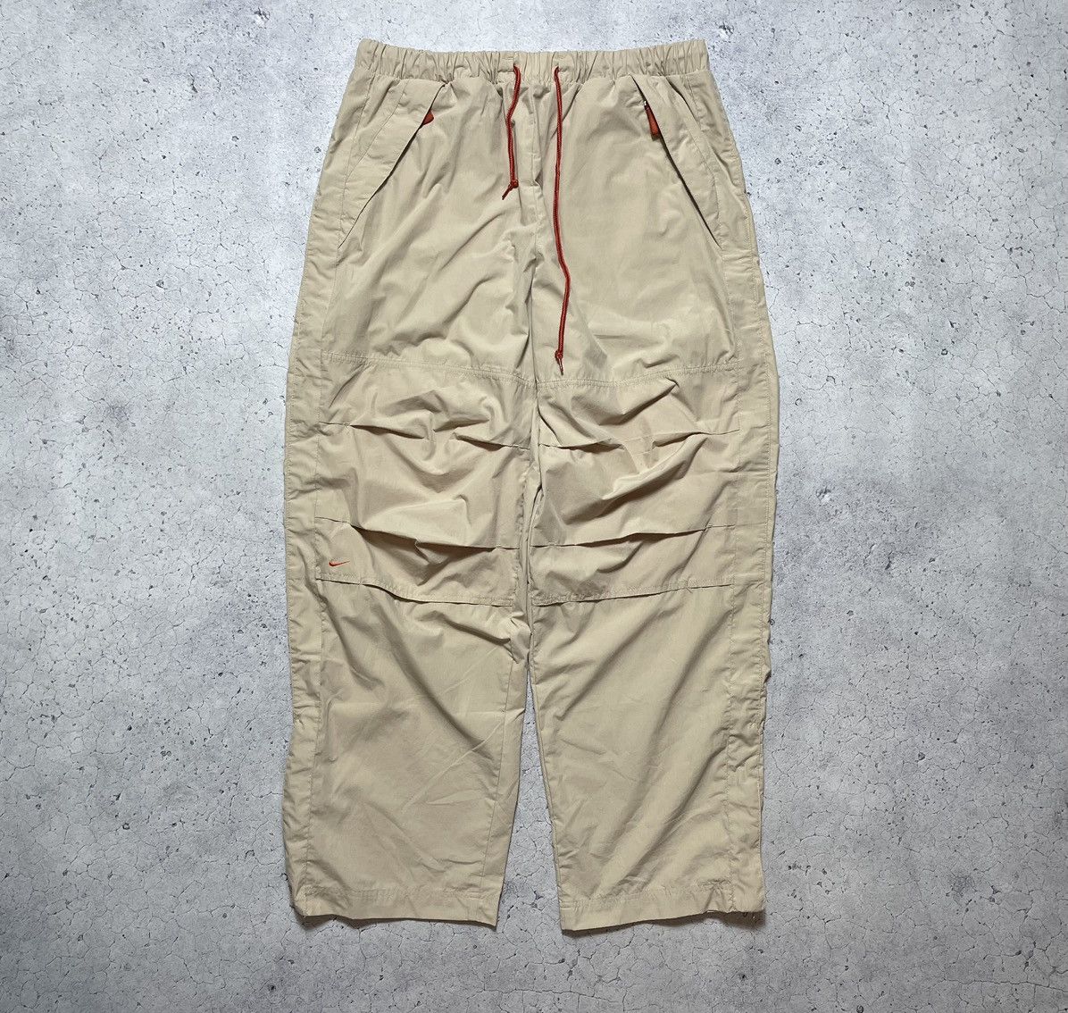 Nike Vintage Nike Cream Track Pants Nylon Drill Y2K style Swoosh Size US 36 / EU 52 - 1 Thumbnail
