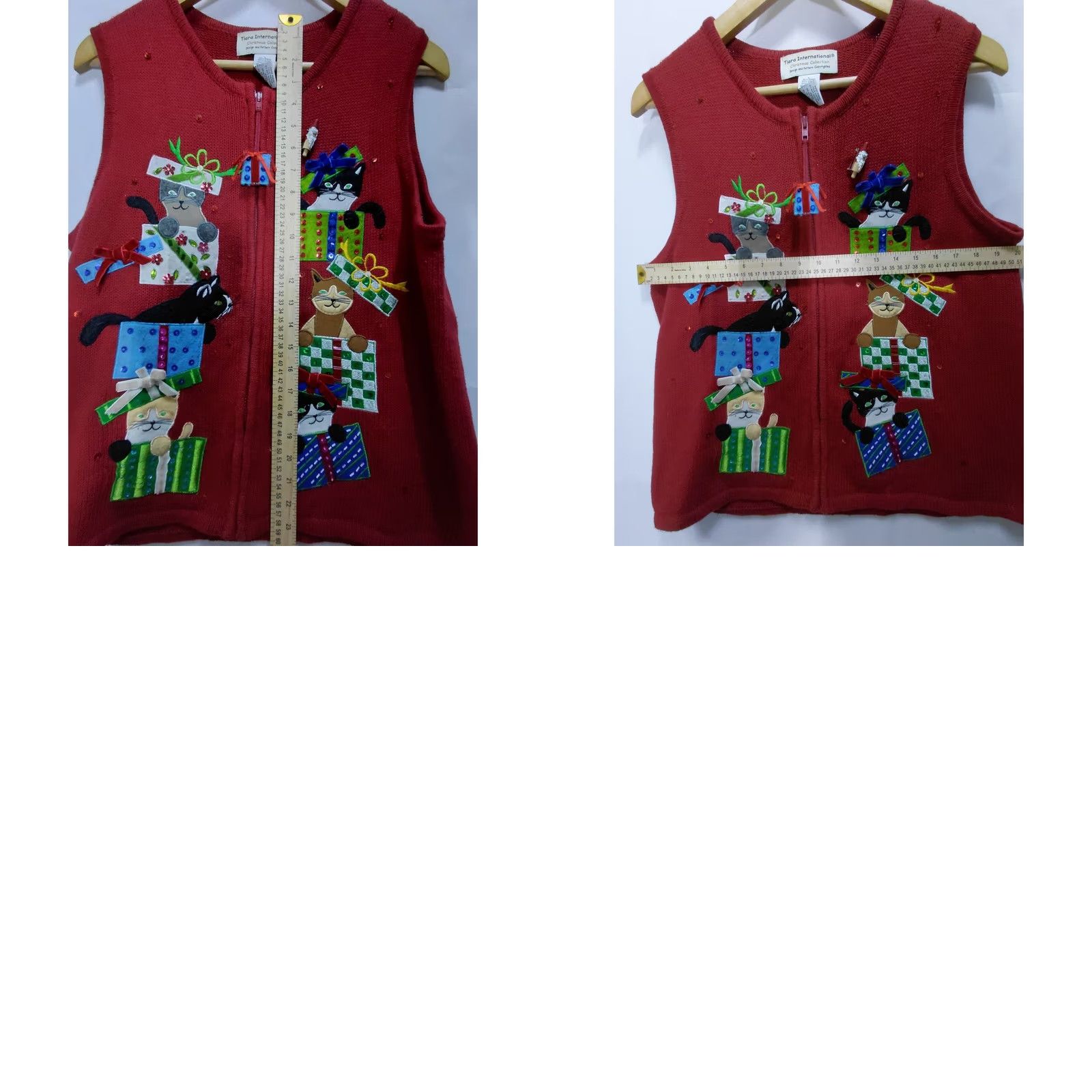 Vintage VINTAGE Tiara International Christmas Collection Red Vest Graphic Print Knit L Women's Crew Neck Sleeveless Layered Embroidered Zipper Christmas Theme Size L / US 10 / IT 46 - 8 Thumbnail