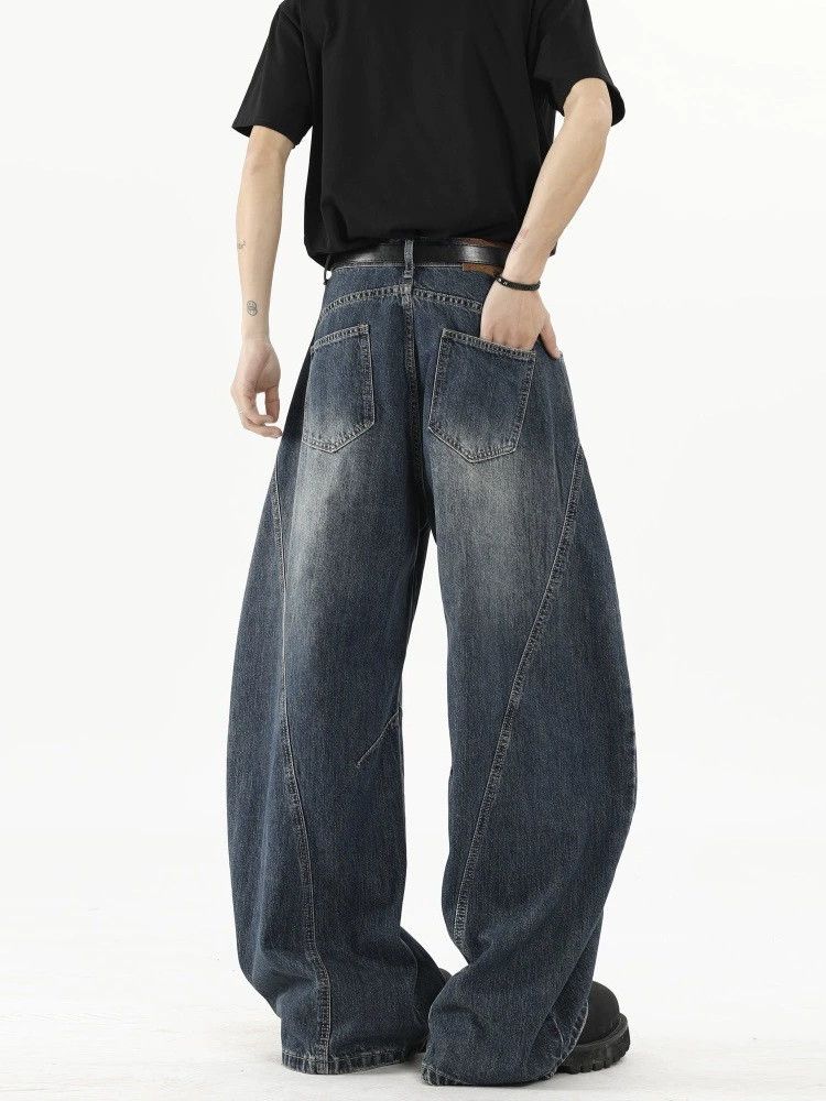 Jean American men's trendy ripped wide-leg scimitar jeans Size US 32 / EU 48 - 2 Thumbnail