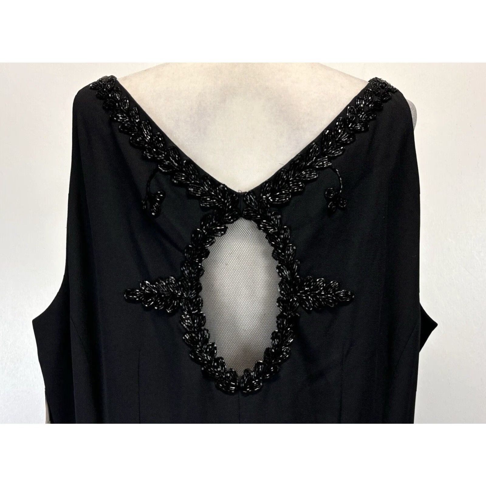 MAGGY LONDON NEW! Maggy London Dress Women Sz 22 Plus Black Beaded Maxi Sheath Lined Back Size 3XL / US 20-22 - 7 Thumbnail