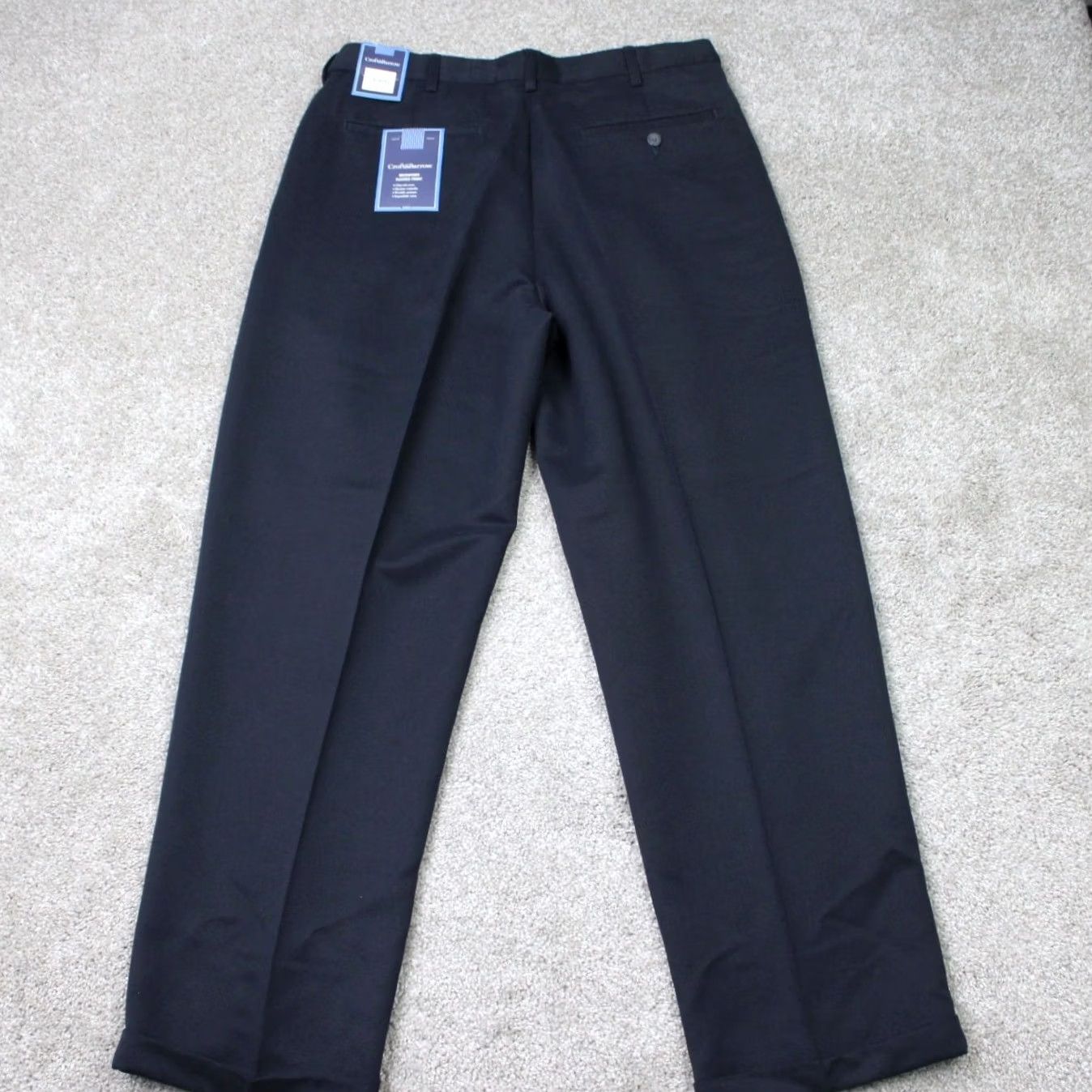 Croft & Barrow Croft & Barrow Pants Mens 33x30 Blue White Pleated Dress Pants Wrinkle Resistant Classic Slit Pocket Button Machine Washable 100% Polyester NWT Linen? Size US 33 - 5 Thumbnail