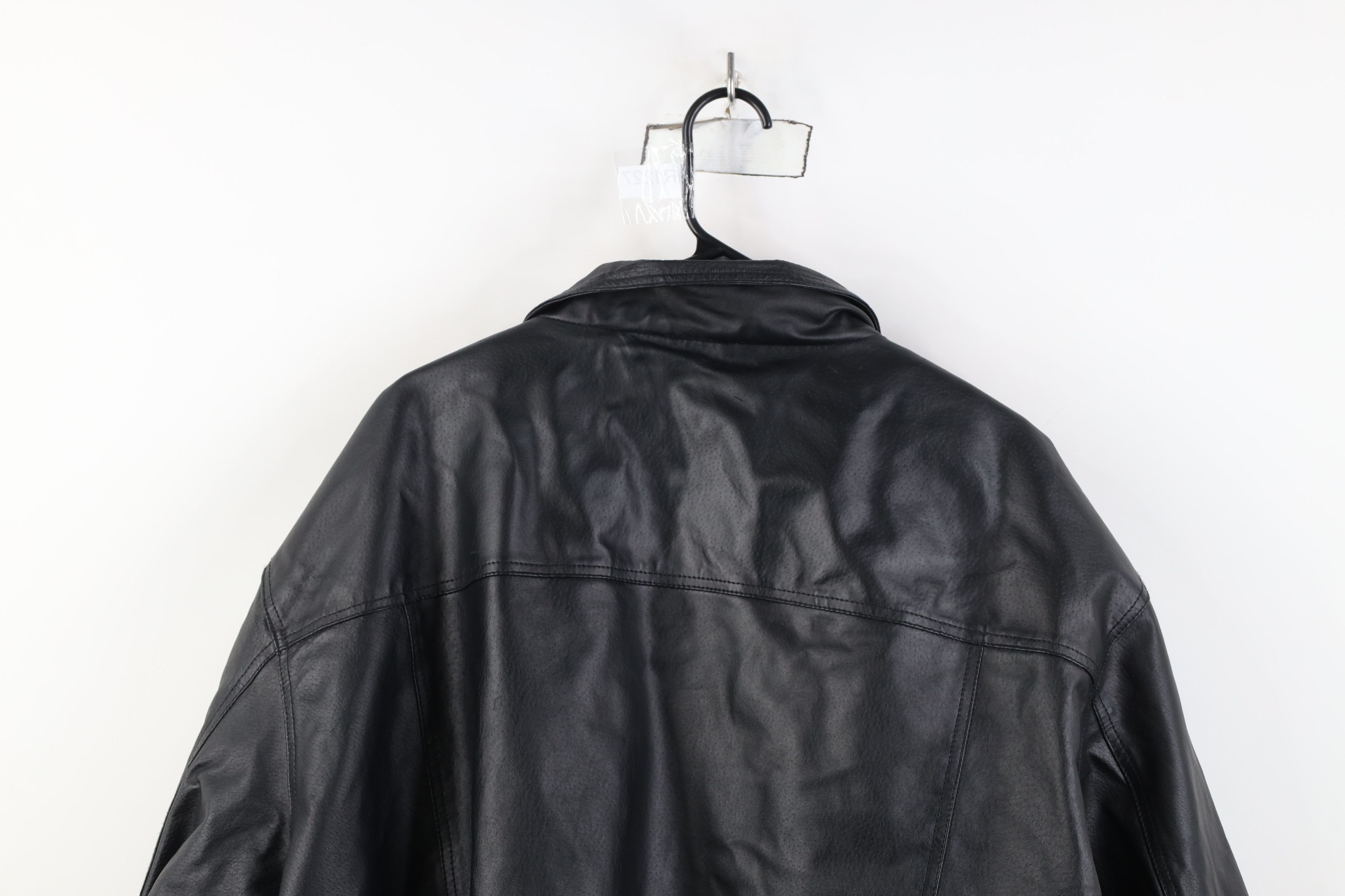 Vintage Vintage 90s Streetwear Leather Full Zip Bomber Jacket Black Size US XXL / EU 58 / 5 - 15 Thumbnail