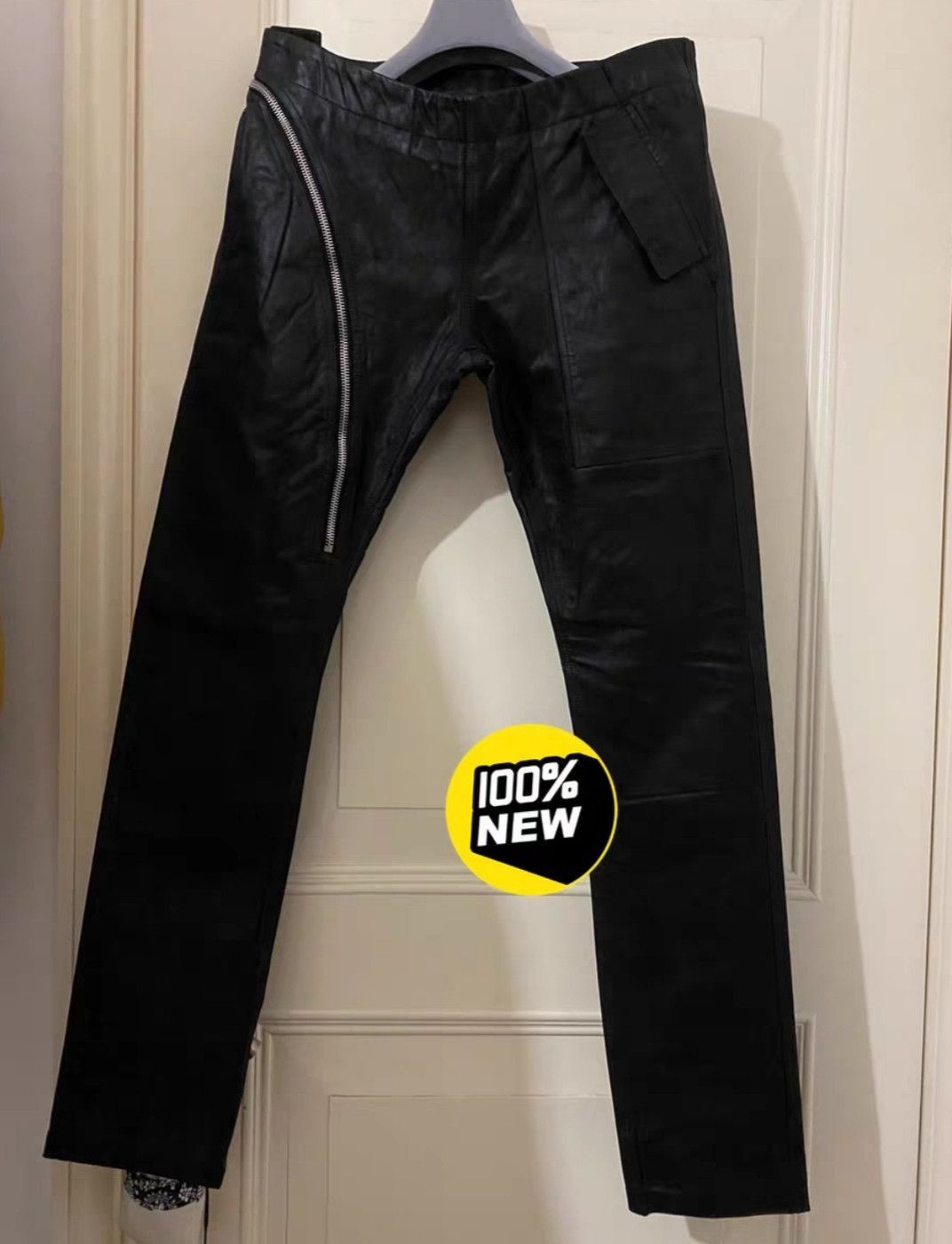 Rick Owens Rick Owens Classic slant zip cowhide leather trousers-2506 Size US 32 / EU 48 - 1 Thumbnail