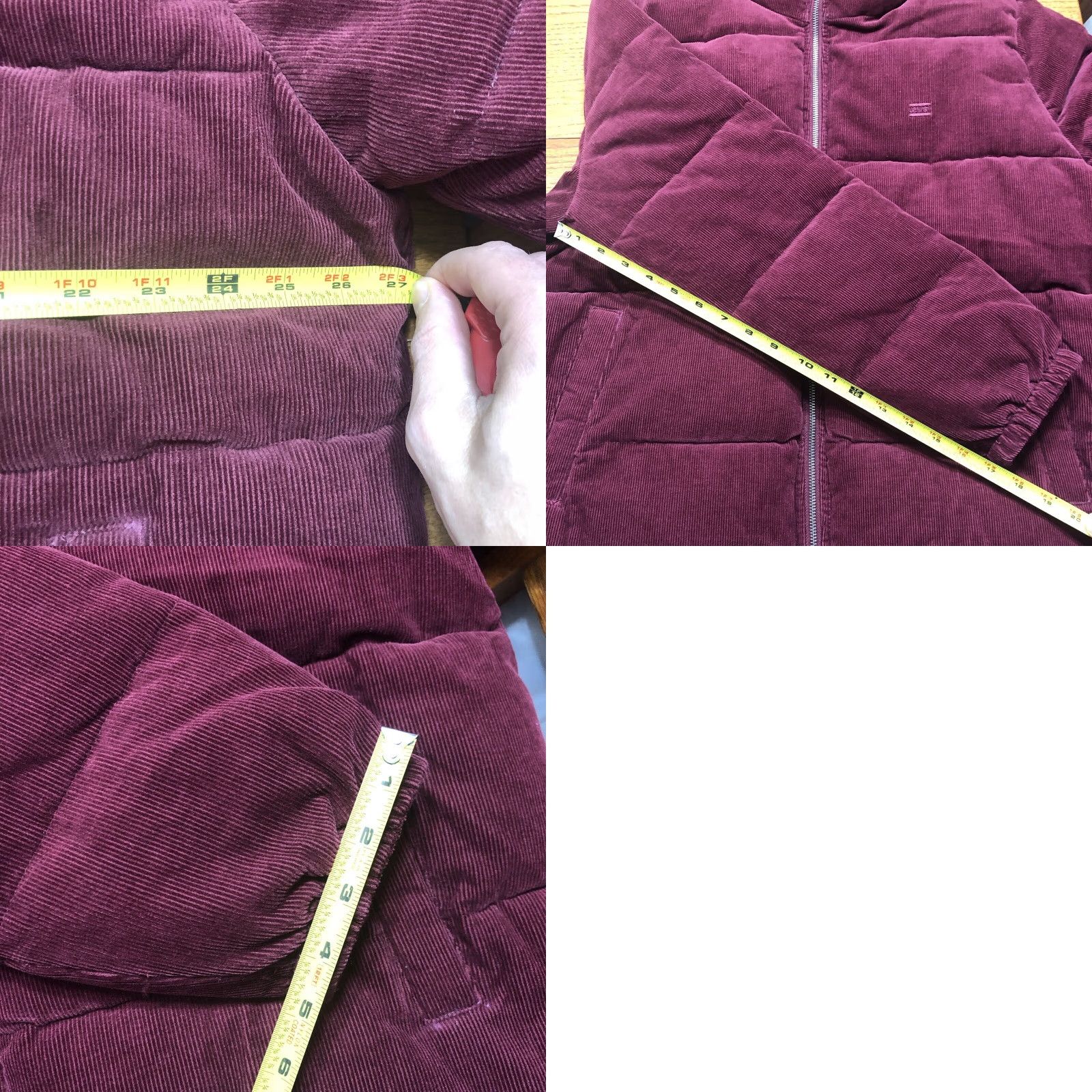 Levis Zoe Corduroy Coat Womens XXL Red Wine Quilted Puffer Jacket