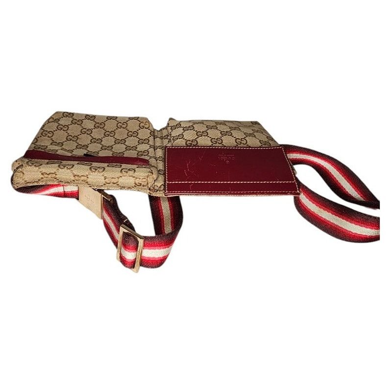 Gucci Gucci Pre-Owned GG Canvas & Leather Double Pocket Belt Bag Size ONE SIZE - 12 Thumbnail