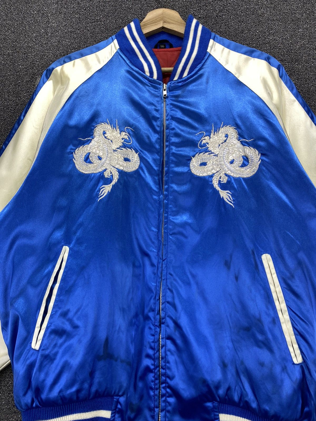 Japanese Brand Vintage 90s Sukajan Dragon Embroidery Varsity Jacket Size US L / EU 52-54 / 3 - 10 Thumbnail
