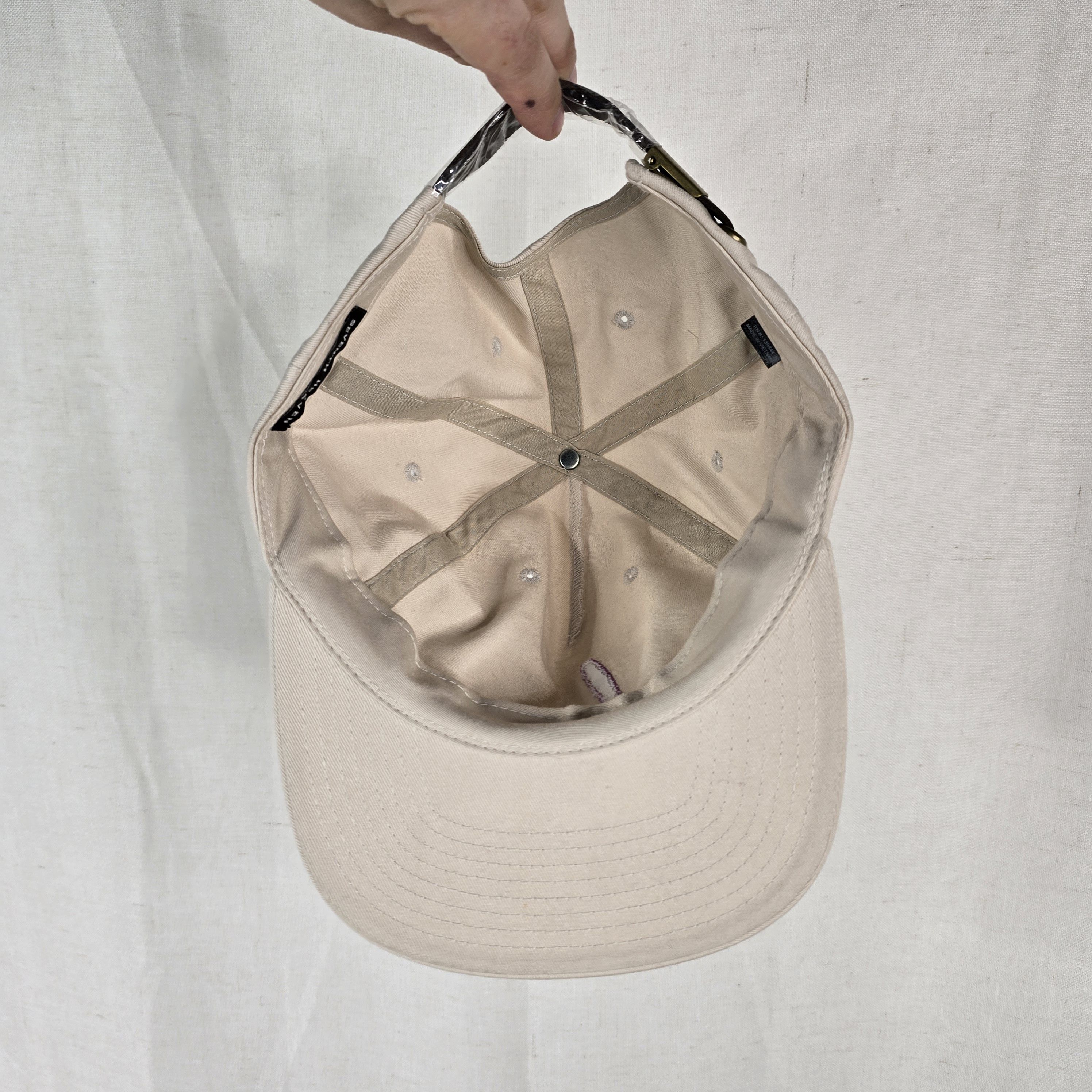 Seventh Heaven Seventh Heaven Cream LOVE Leather Strap Dad Hat Biege Pink Size ONE SIZE - 6 Thumbnail