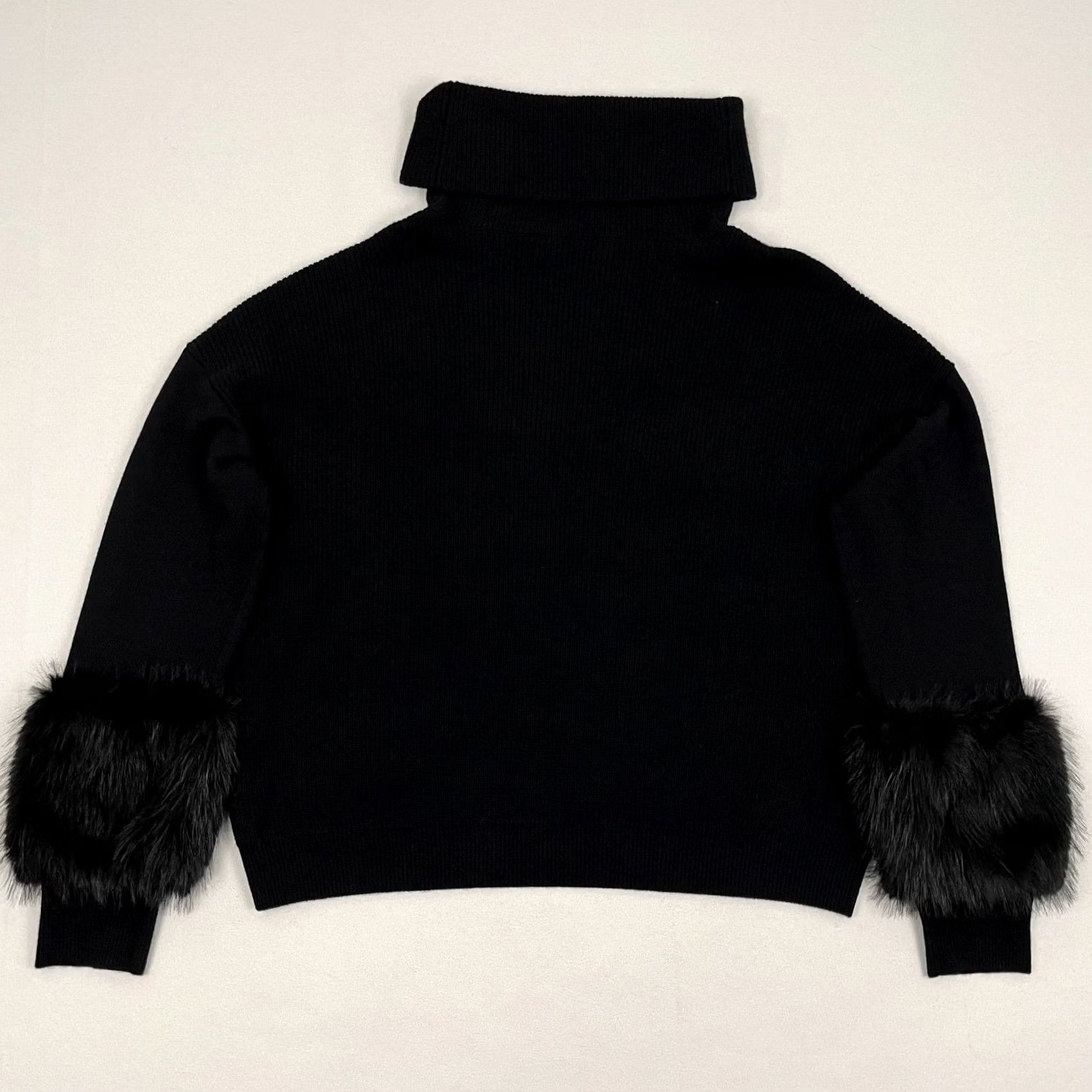 Ramy Brook Ramy Brook Sweater Womens L Black Faux Fur Trim Ribbed Wool Knit Pullover Long Sleeve Turtleneck Casual Womens Size L / US 10 / IT 46 - 3 Thumbnail