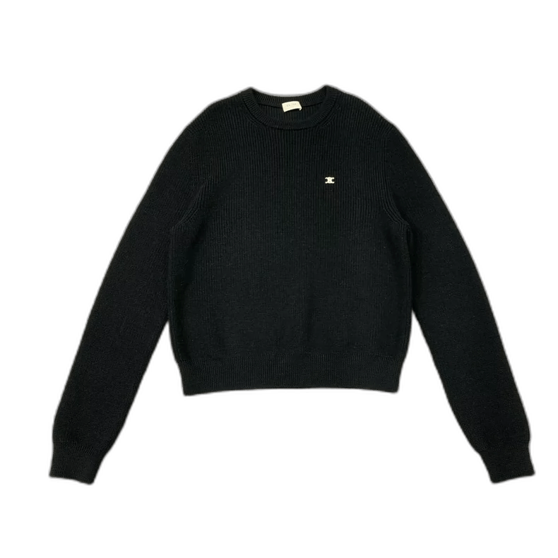 Celine Celine Black Embroidered Knit Sweater Size L Size L / US 10 / IT 46 - 1 Thumbnail