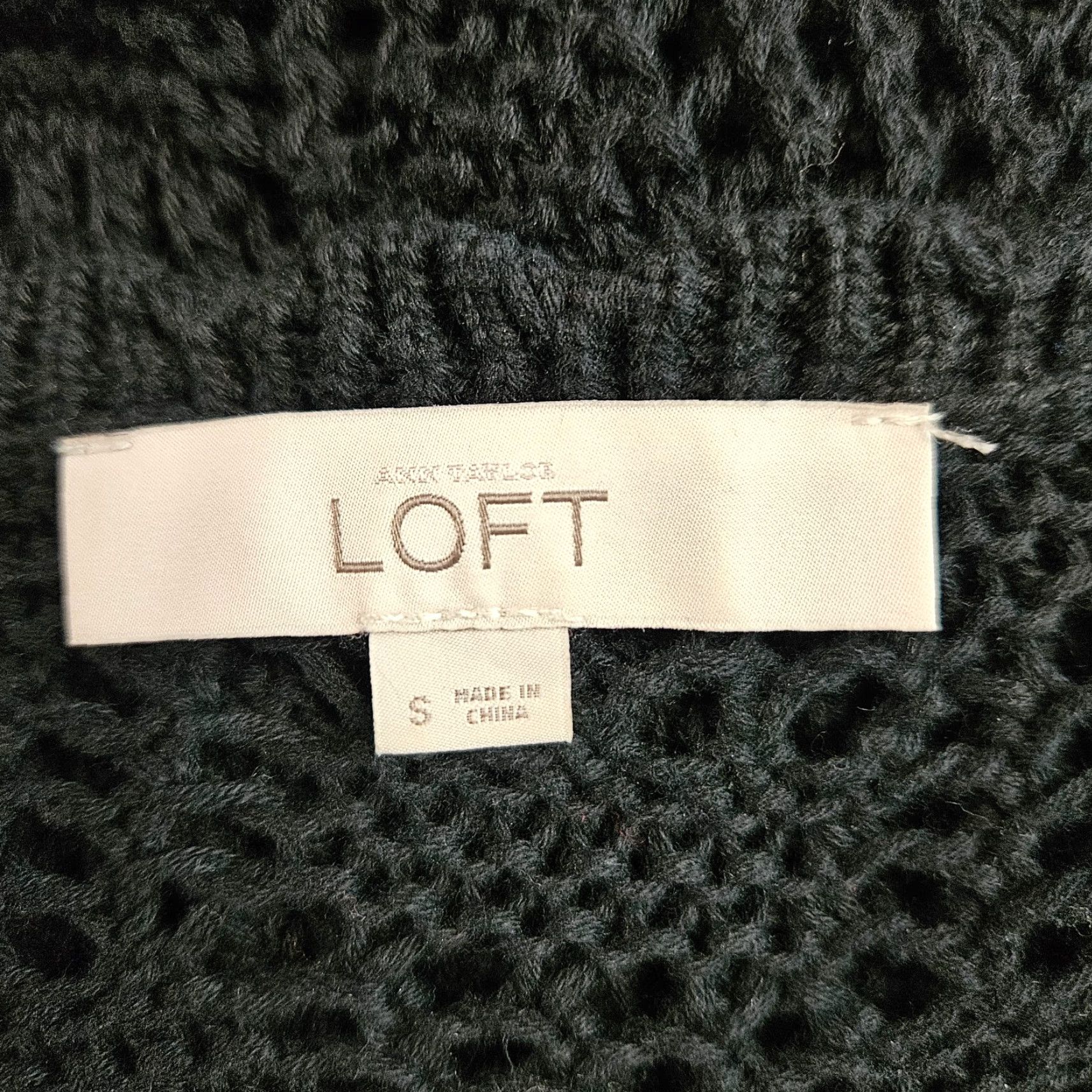 Loft Ann Taylor LOFT Womens Open Knit Sweater Sz Small Black Cotton Long Sleeve Size S / US 4 / IT 40 - 6 Thumbnail