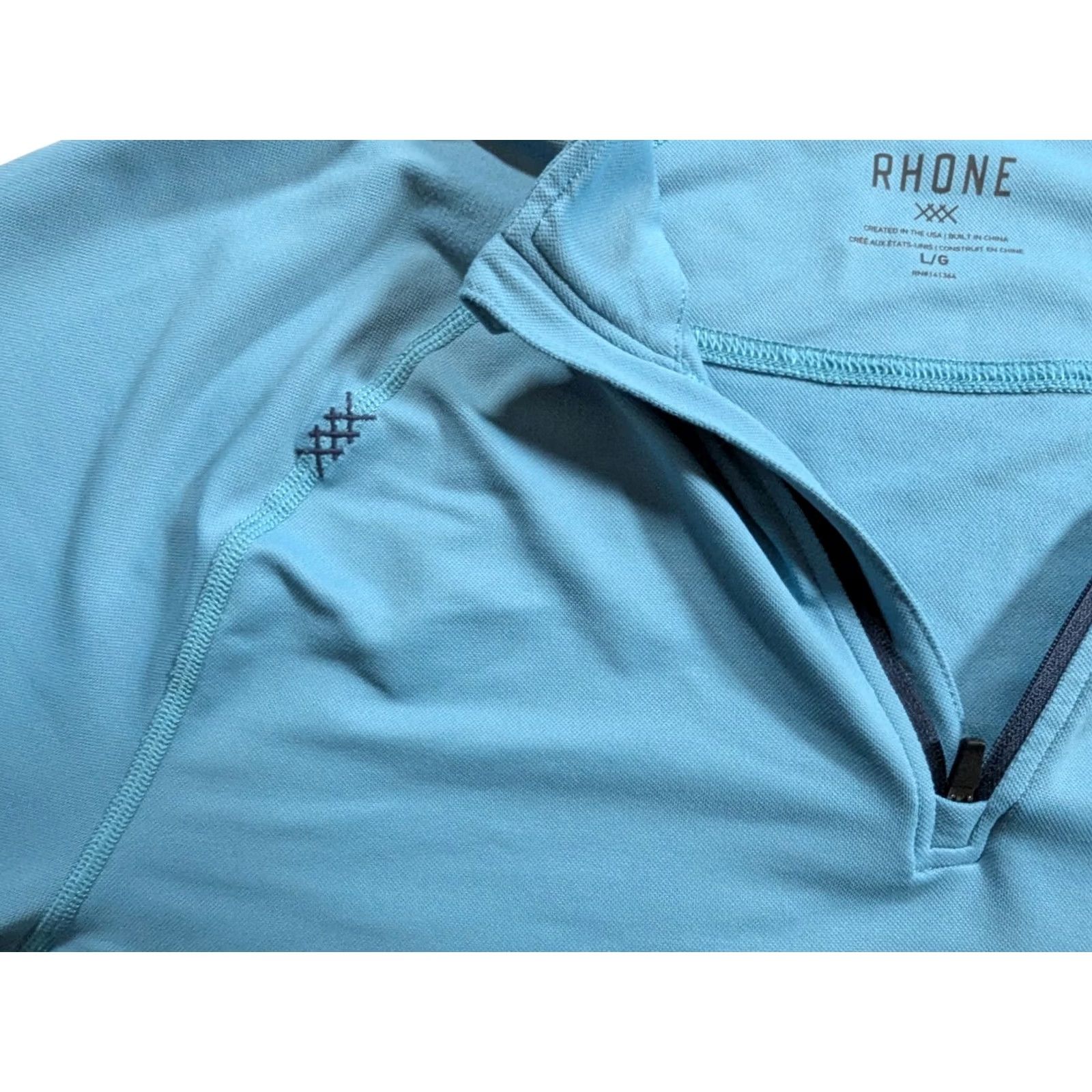 Rhone Rhone Men Large Blue 1/4 Zip Pullover Sweatshirt Knit Logo Zipper Mock Neck Adapted for Golf Walking Size US L / EU 52-54 / 3 - 4 Thumbnail