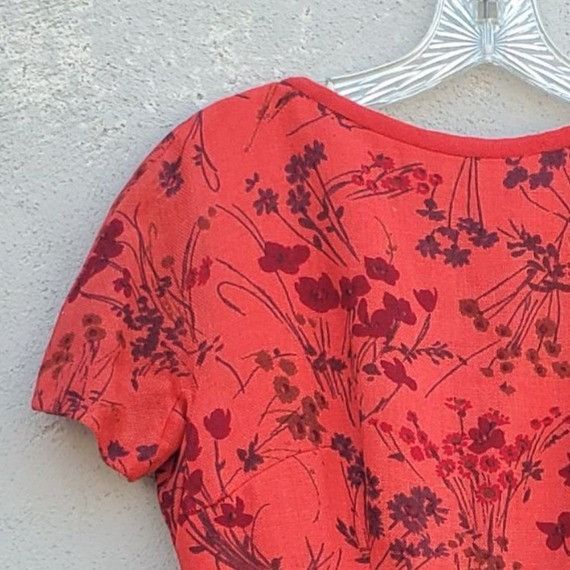 Vintage Vintage Lanz Dress 60s Fit and Flare XS Red Floral Wool Line Size XS / US 0-2 / IT 36-38 - 14 Thumbnail