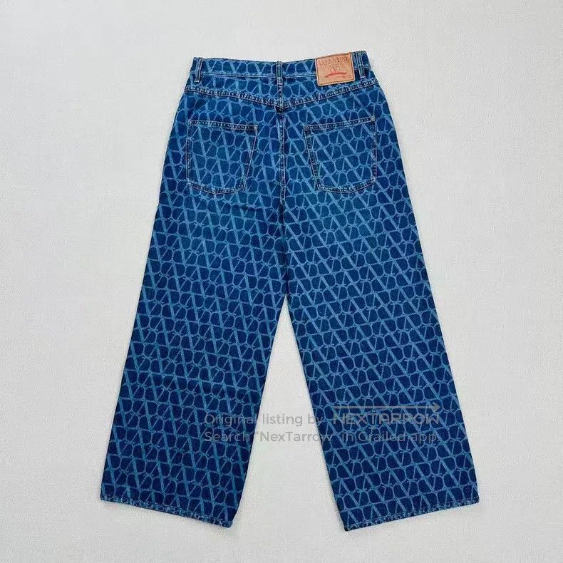 Valentino Valentino Full of logo denim wide-leg pants Size US 31 - 2 Thumbnail