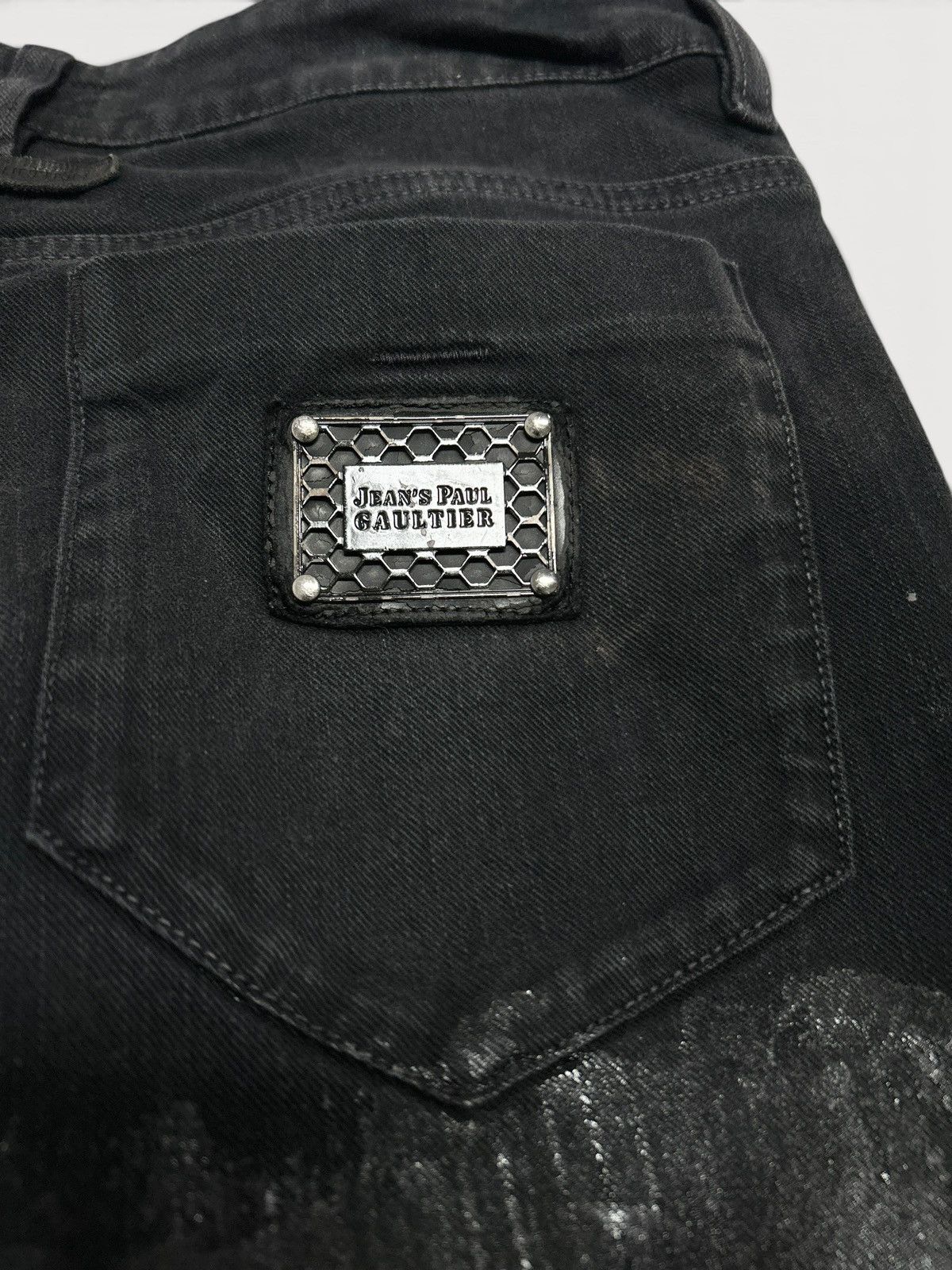 Jean Paul Gaultier Waxed Black Metal Patch Denim Size US 29 - 9 Thumbnail