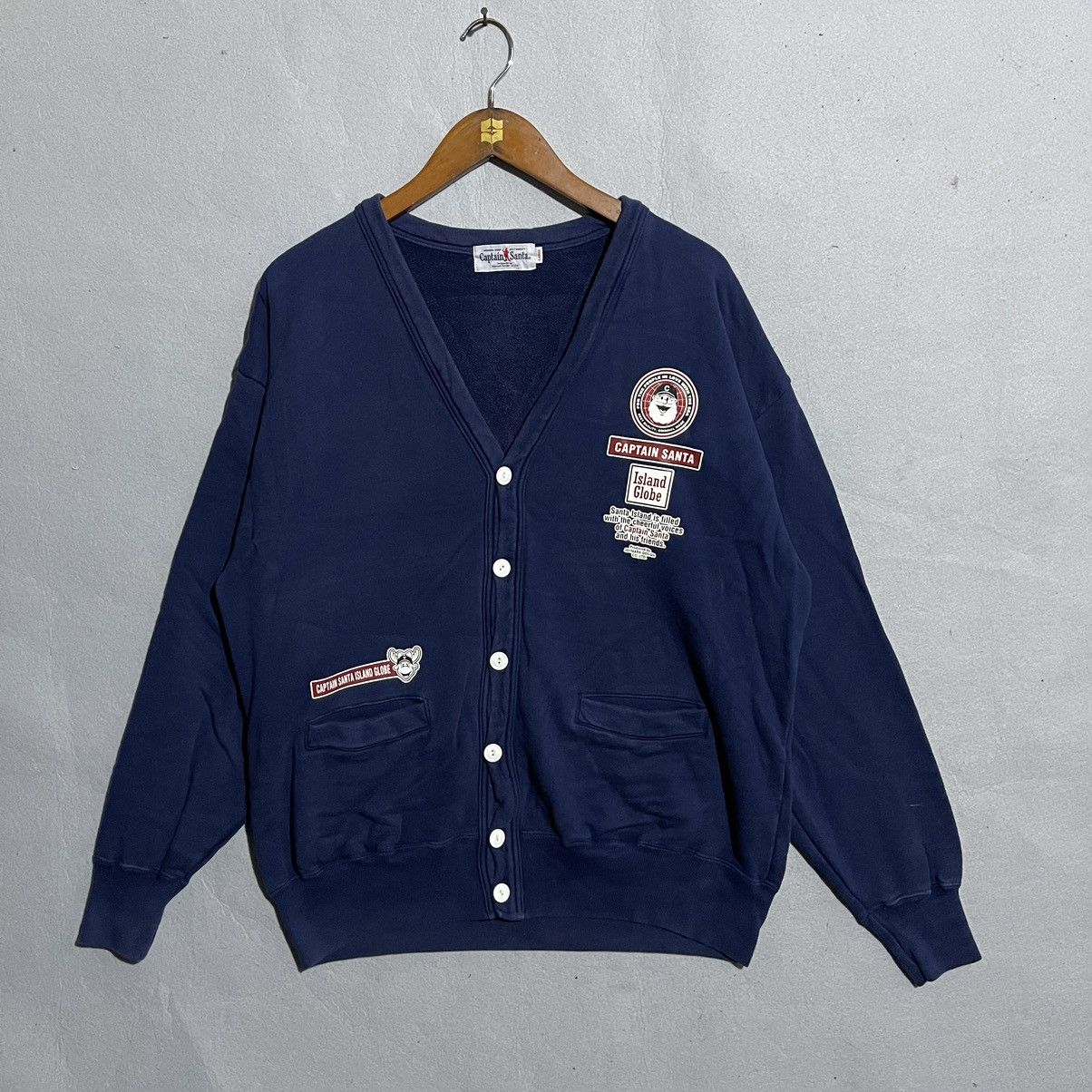 Japanese Brand Vintage Captain Santa Cardigan – Navy Blue Button-Up Sweater Size US XL / EU 56 / 4 - 1 Thumbnail
