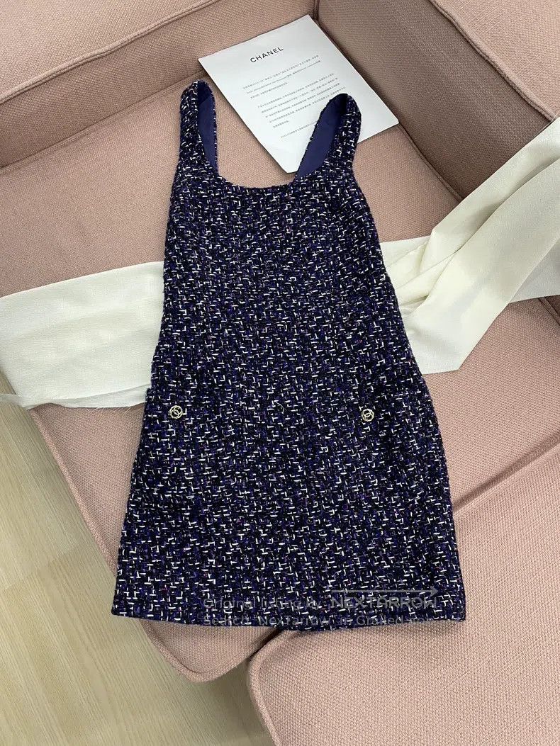 Chanel Chanel Blue and purple tweed braided dress Size XS / US 0-2 / IT 36-38 - 1 Thumbnail