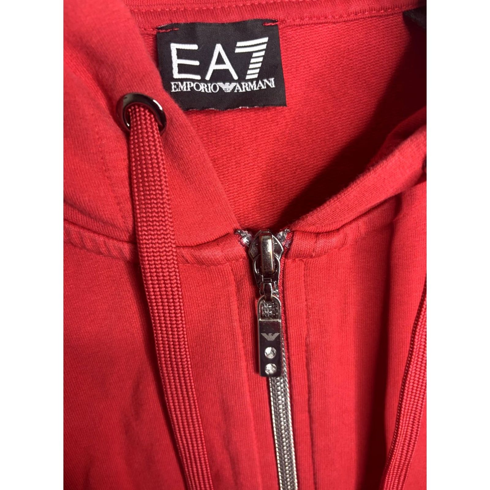 Emporio Armani EA7 Emporio Armani Hoodie Womens M Red Full Zip Rhinestone Logo Eagle Track Size M / US 6-8 / IT 42-44 - 6 Thumbnail