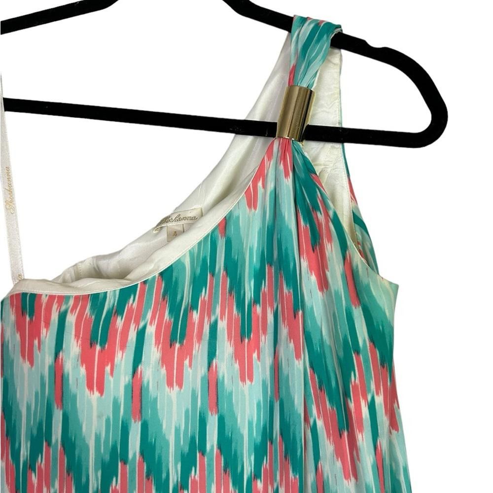 Designer Shoshanna l Silk Abstract One Shoulder Shift Dress 4 Size S / US 4 / IT 40 - 2 Thumbnail