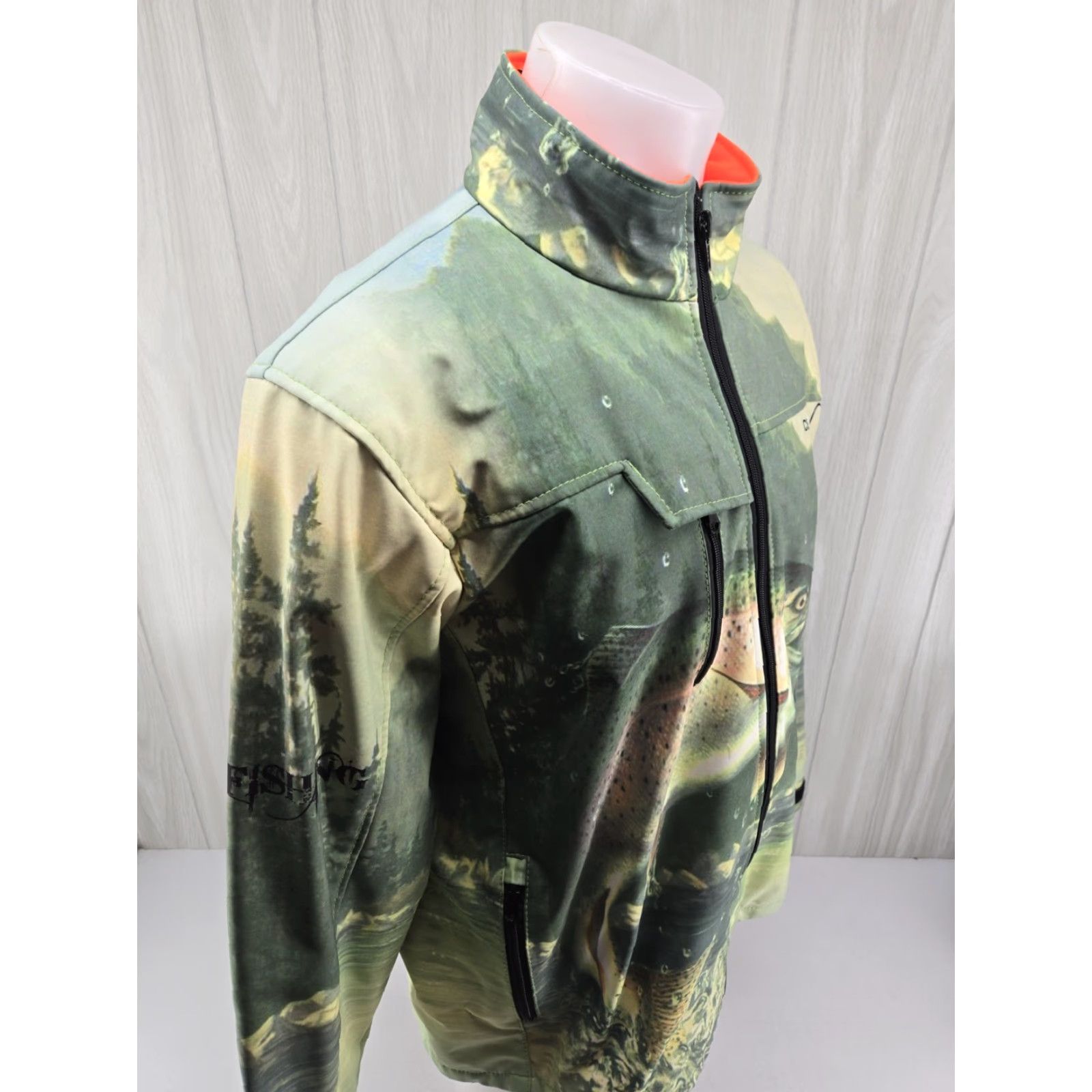 Gloverall IceField Trout Fishing All Over Print Green Gore Tex Jacket Soft Shell 2XL Mens Windbreaker Regular Size XL? Size US XXL / EU 58 / 5 - 7 Thumbnail