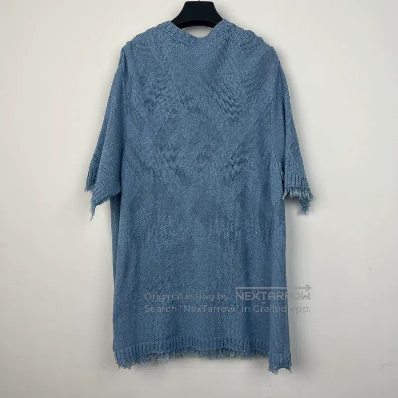 Fendi Fendi Blue Fringe Knit Short Sleeve Size US L / EU 52-54 / 3 - 2 Thumbnail