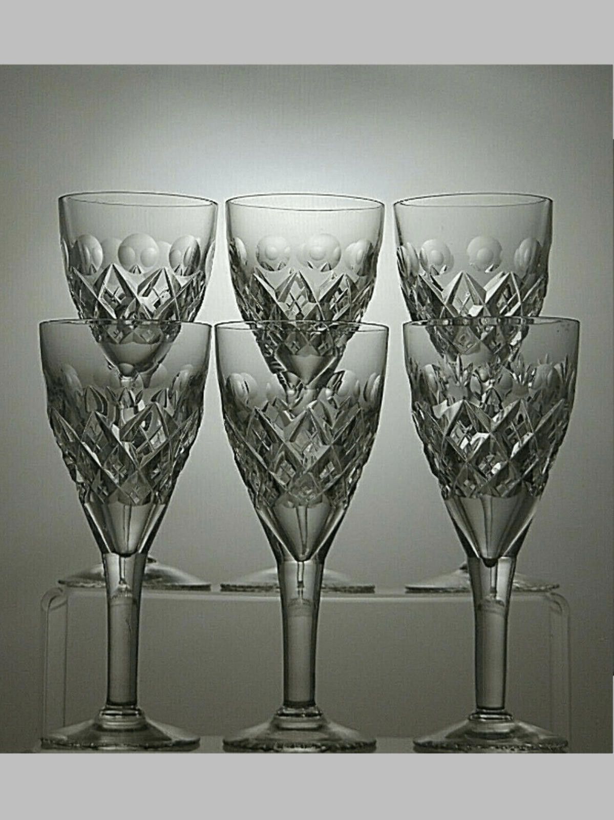 The Unbranded Brand Lead Crystal Cut Glass Set of 6 Wine Glasses 6 3/4" Size ONE SIZE - 1 Thumbnail