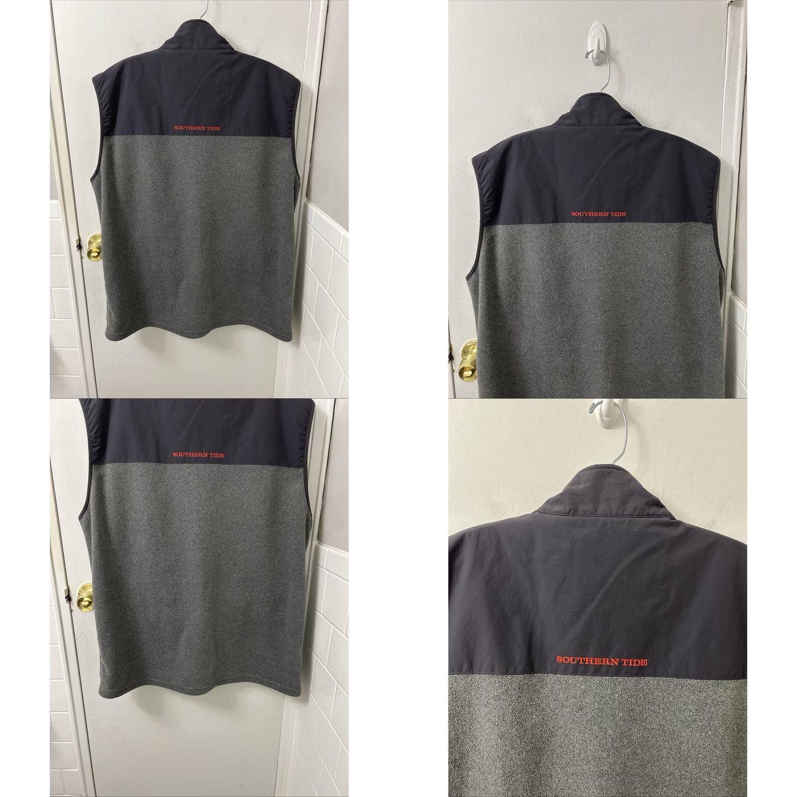Southern Tide Southern Tide Fleece Vest Mens XL Gray Colorblock Full Zip Pockets Embroidered Logo Size US XL / EU 56 / 4 - 8 Thumbnail