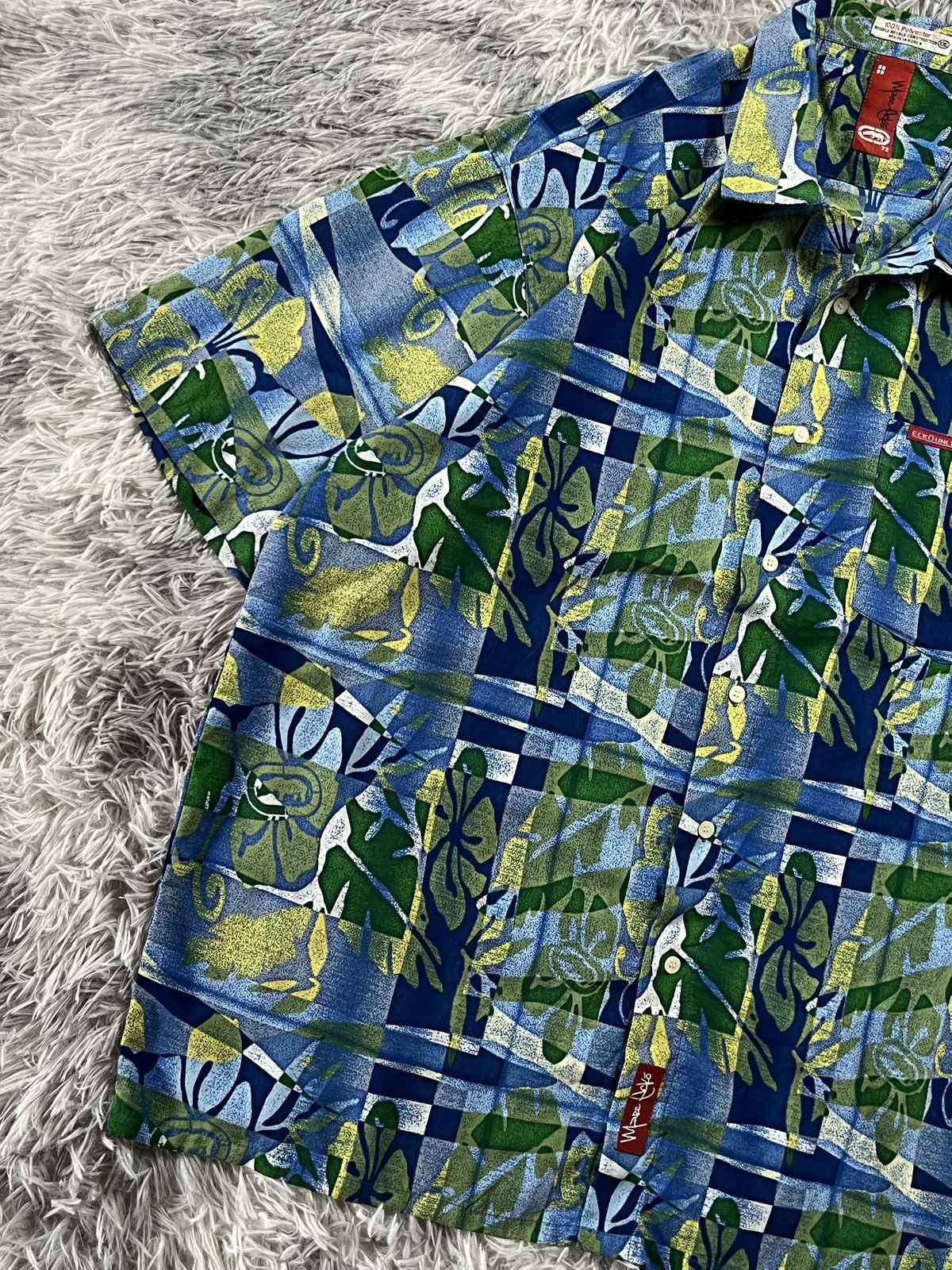 Ecko Unltd. Vintage 90’s Marc Ecko Men‘s Blue & Green Hawaiian Shirt Size US XXL / EU 58 / 5 - 4 Thumbnail