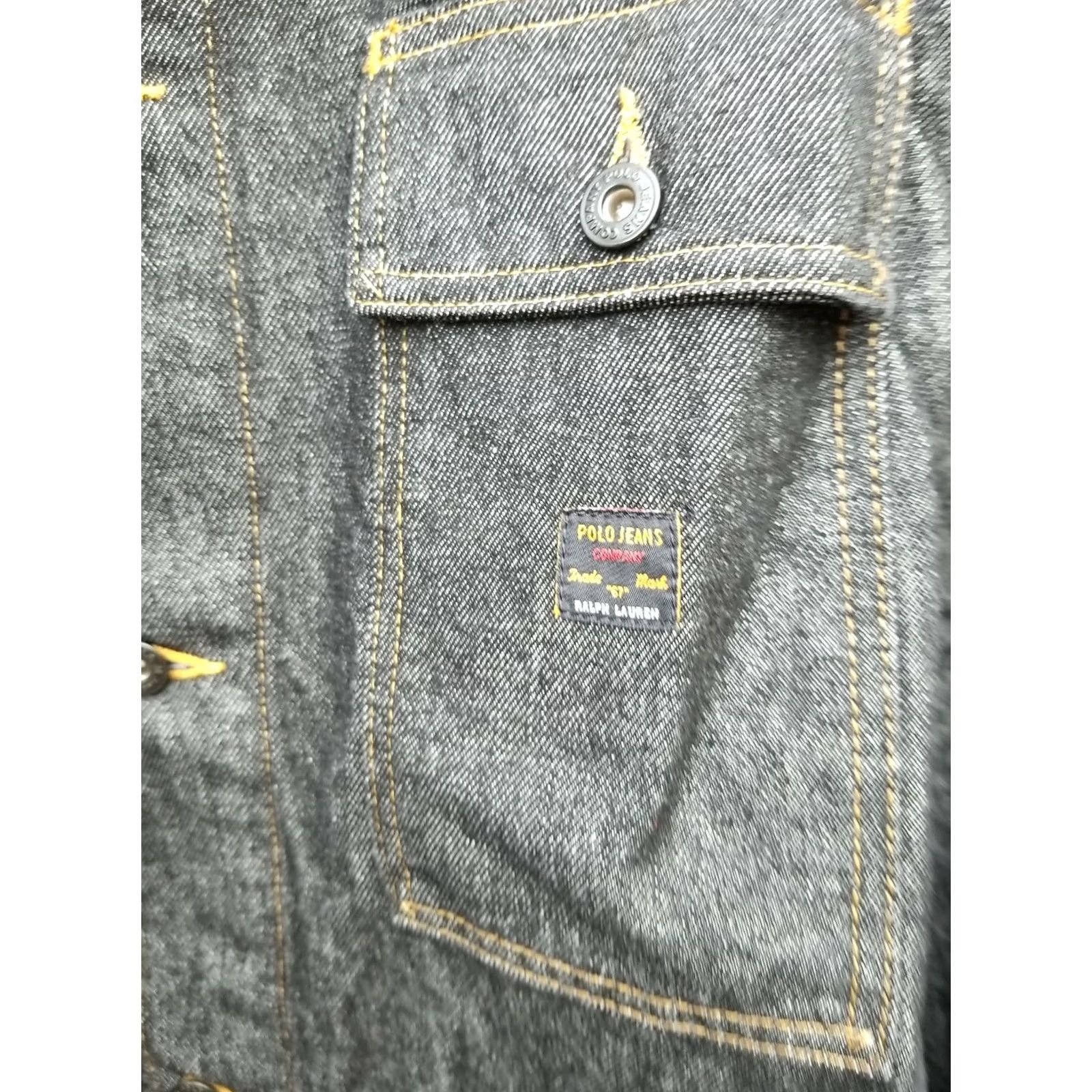 Vintage VINTAGE Polo Jeans Company Barn Coat Button Up Jacket Black Denim Mens 2XL 29 Chest 34 Length Size US XXL / EU 58 / 5 - 5 Thumbnail