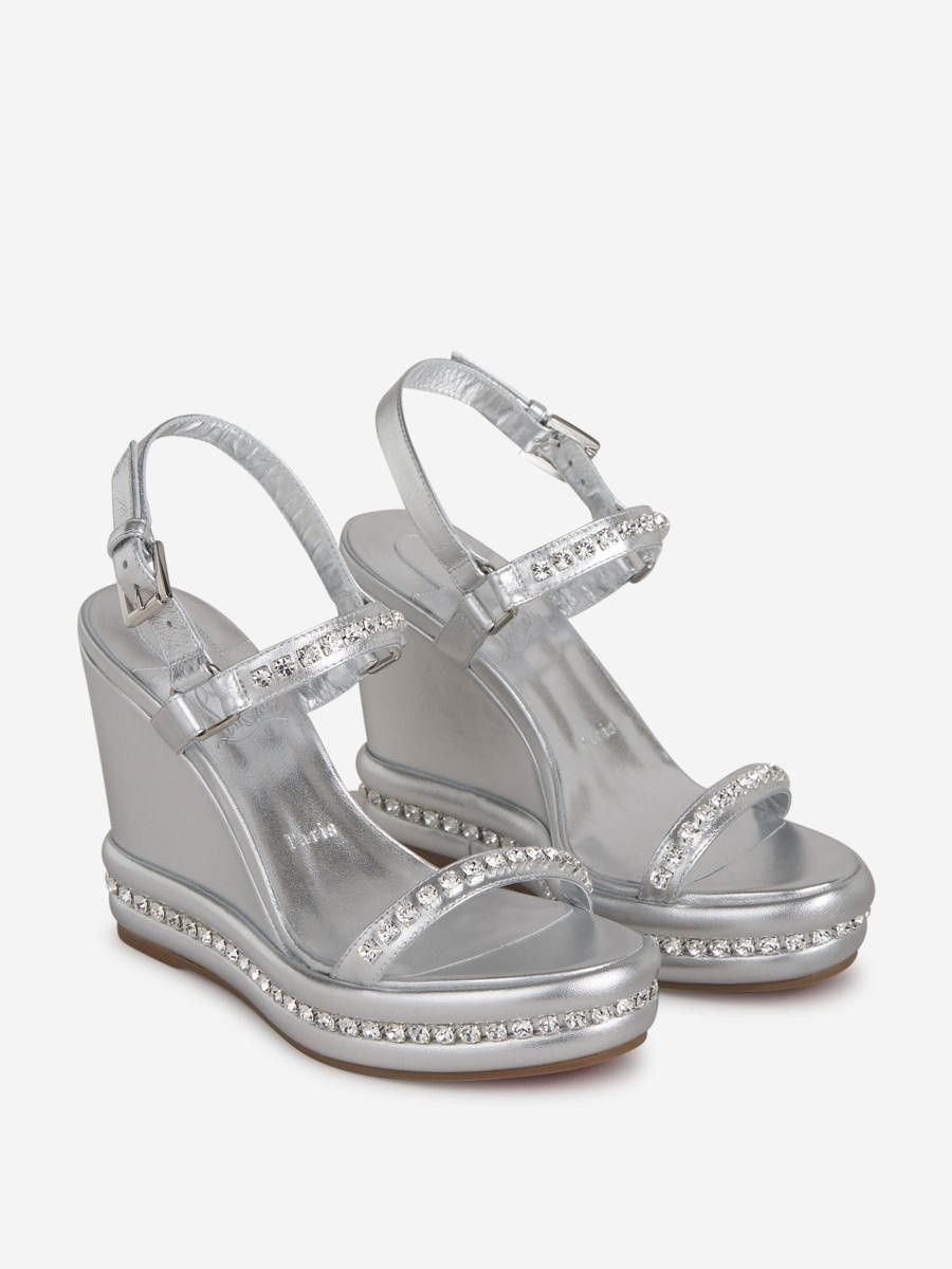 Christian Louboutin oc11z0125 Pyrastrass 110mm Sandals in Silver Size US 5 / IT 35 - 2 Thumbnail
