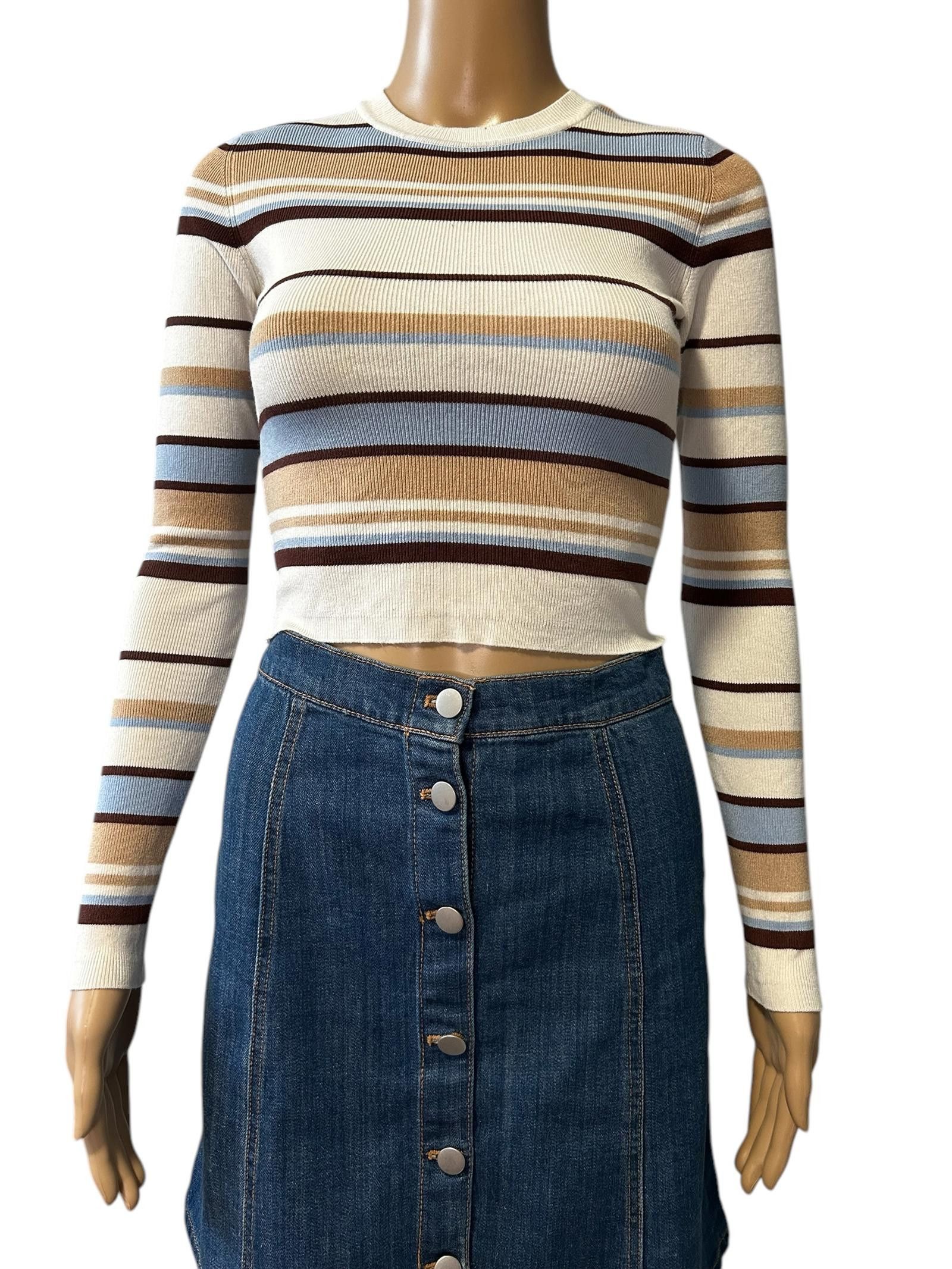 Designer Garage Trendy Striped Knit Top Size XS / US 0-2 / IT 36-38 - 4 Thumbnail