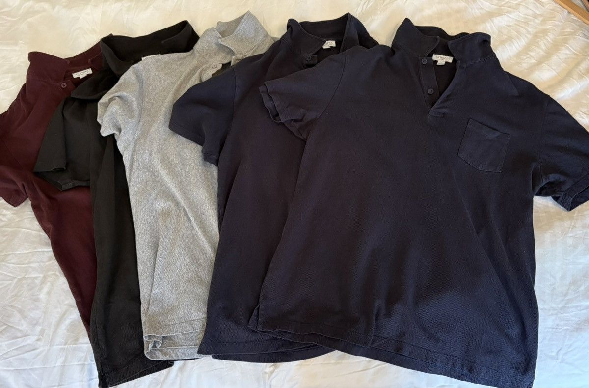 Sunspel Riviera Polo Bundle – 5-Shirt Lot – Large [L]
