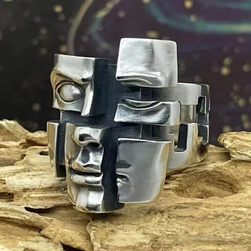 Jewelry × Vintage Adjustable Splitter Human Face Ring Size ONE SIZE - 2 Thumbnail