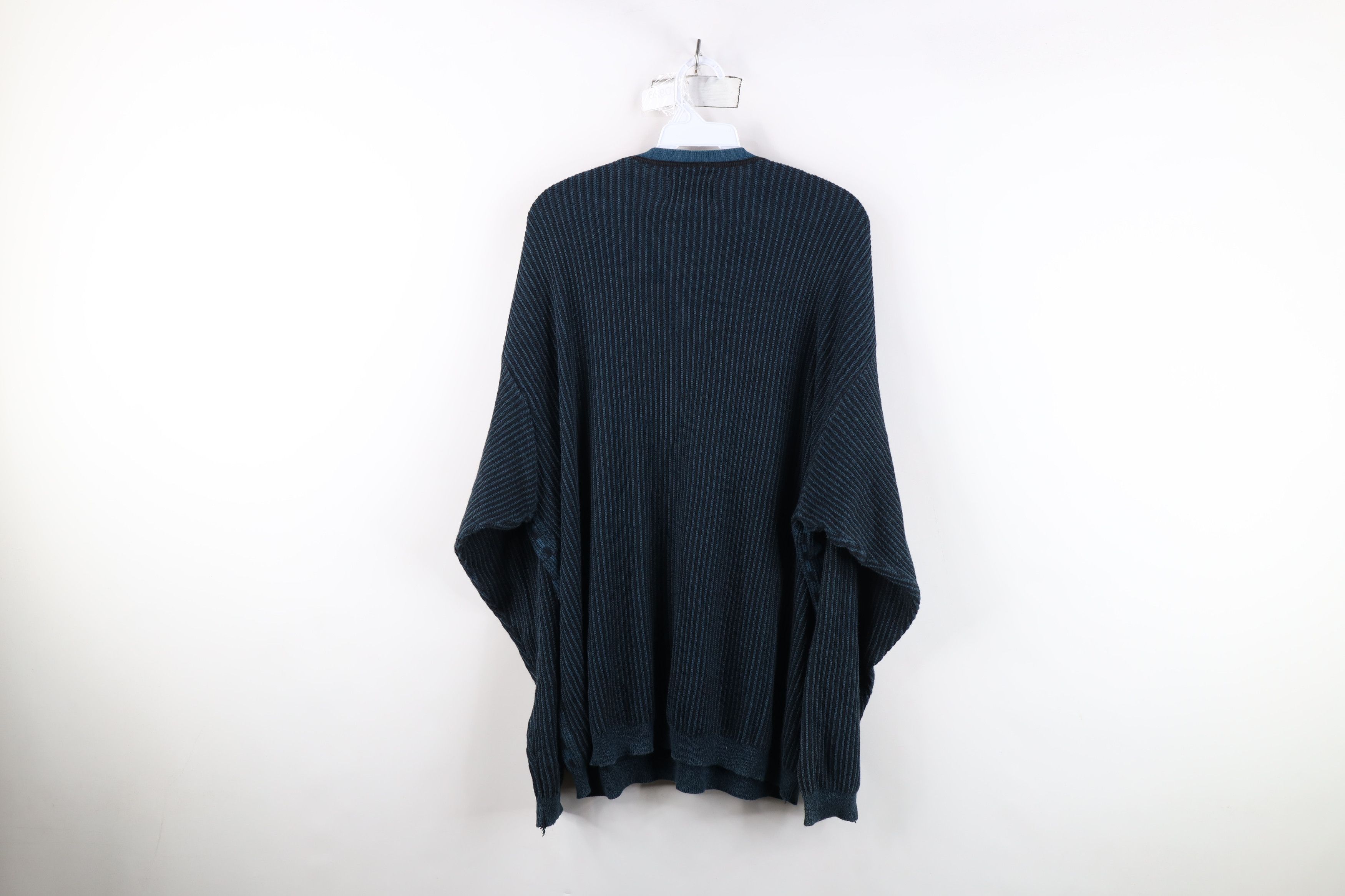 Vintage Vintage 90s Streetwear Striped Checkered Knit V-Neck Sweater Size US L / EU 52-54 / 3 - 10 Thumbnail
